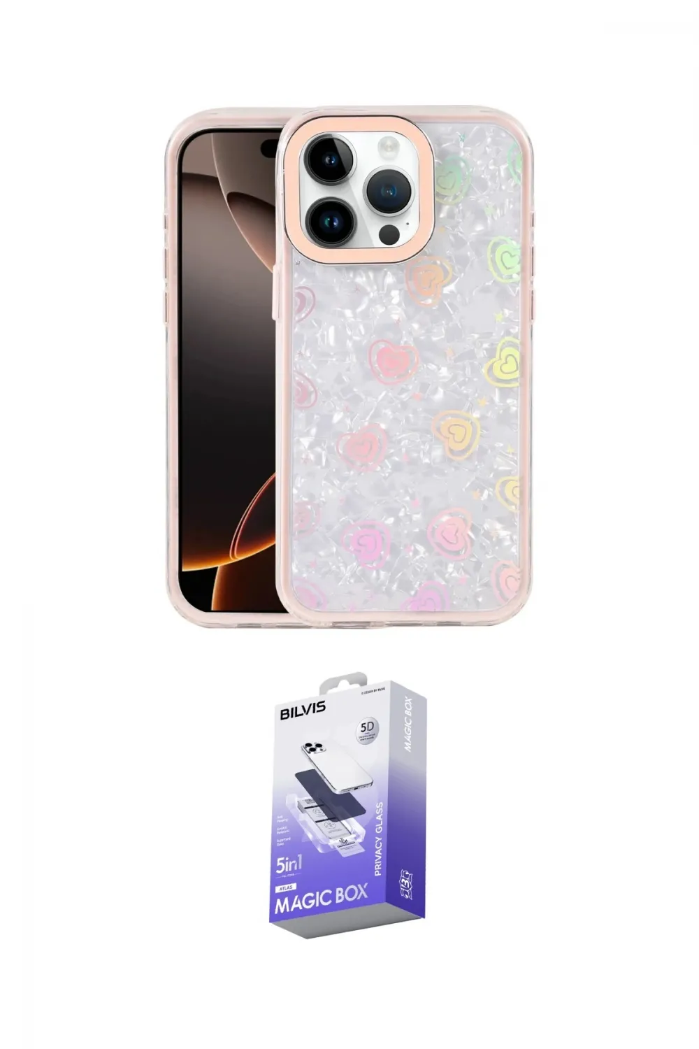 ieg™ iPhone 14 Pro Max Kılıf Odak Prime - Siyah Bilvis 5in1 5D Magic Hayalet Cam Ekran Koruyucu