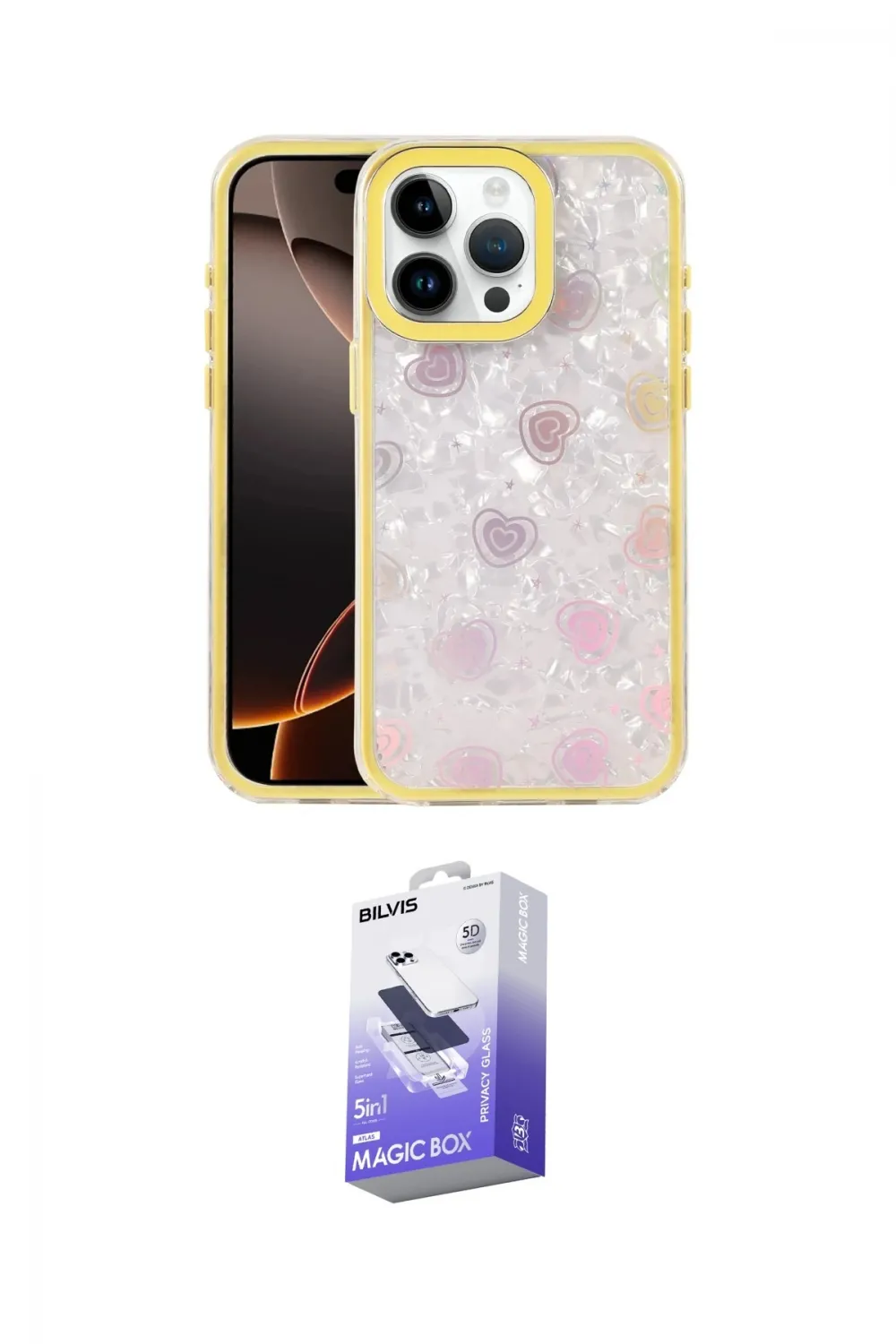ieg™ iPhone 14 Pro Max Kılıf Odak Prime - Siyah Bilvis 5in1 5D Magic Hayalet Cam Ekran Koruyucu