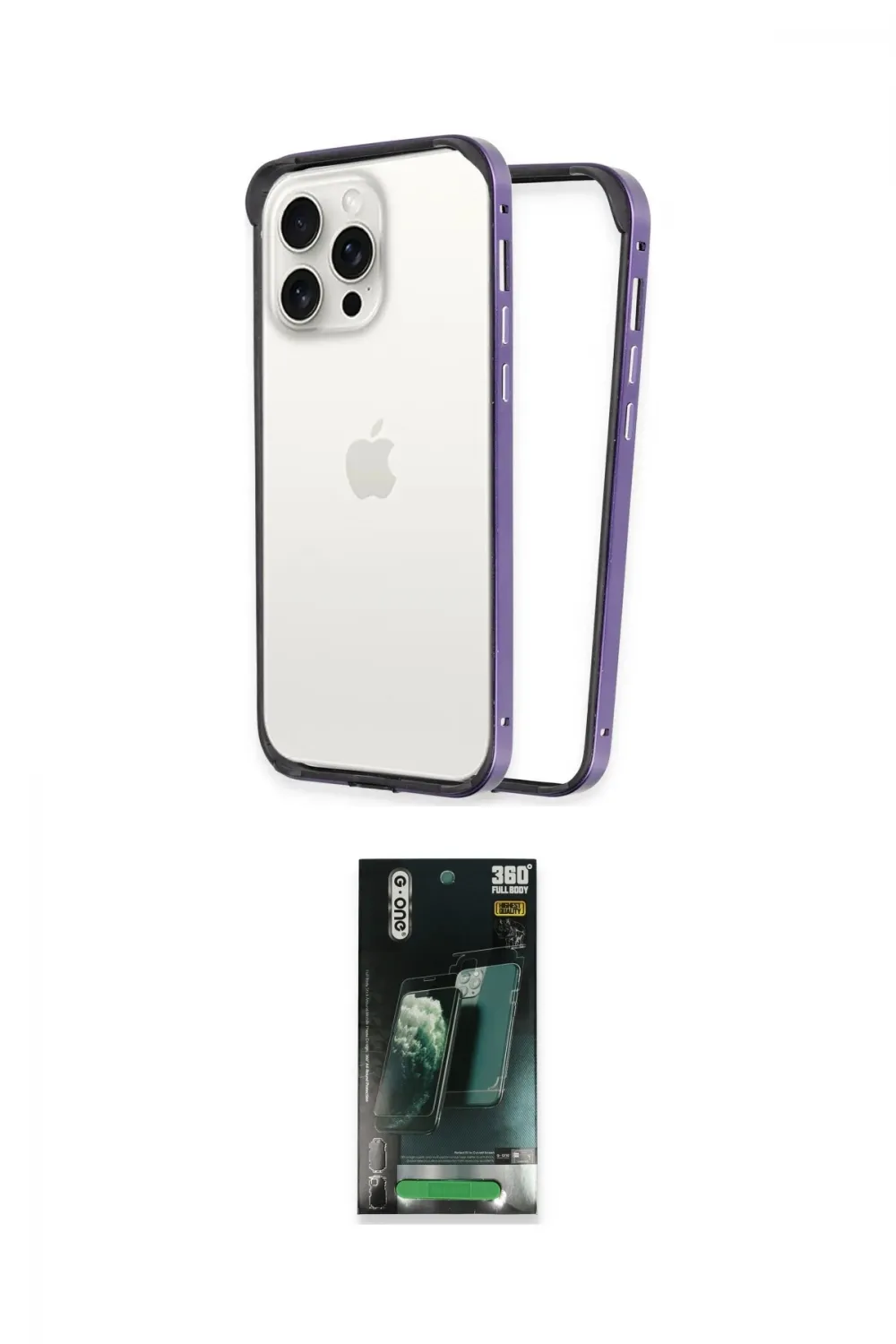 ieg™ iPhone 14 Pro Max Kılıf Pusula Asil Koleksiyonu - Şeffaf 360 Full Body Arka Koruyucu