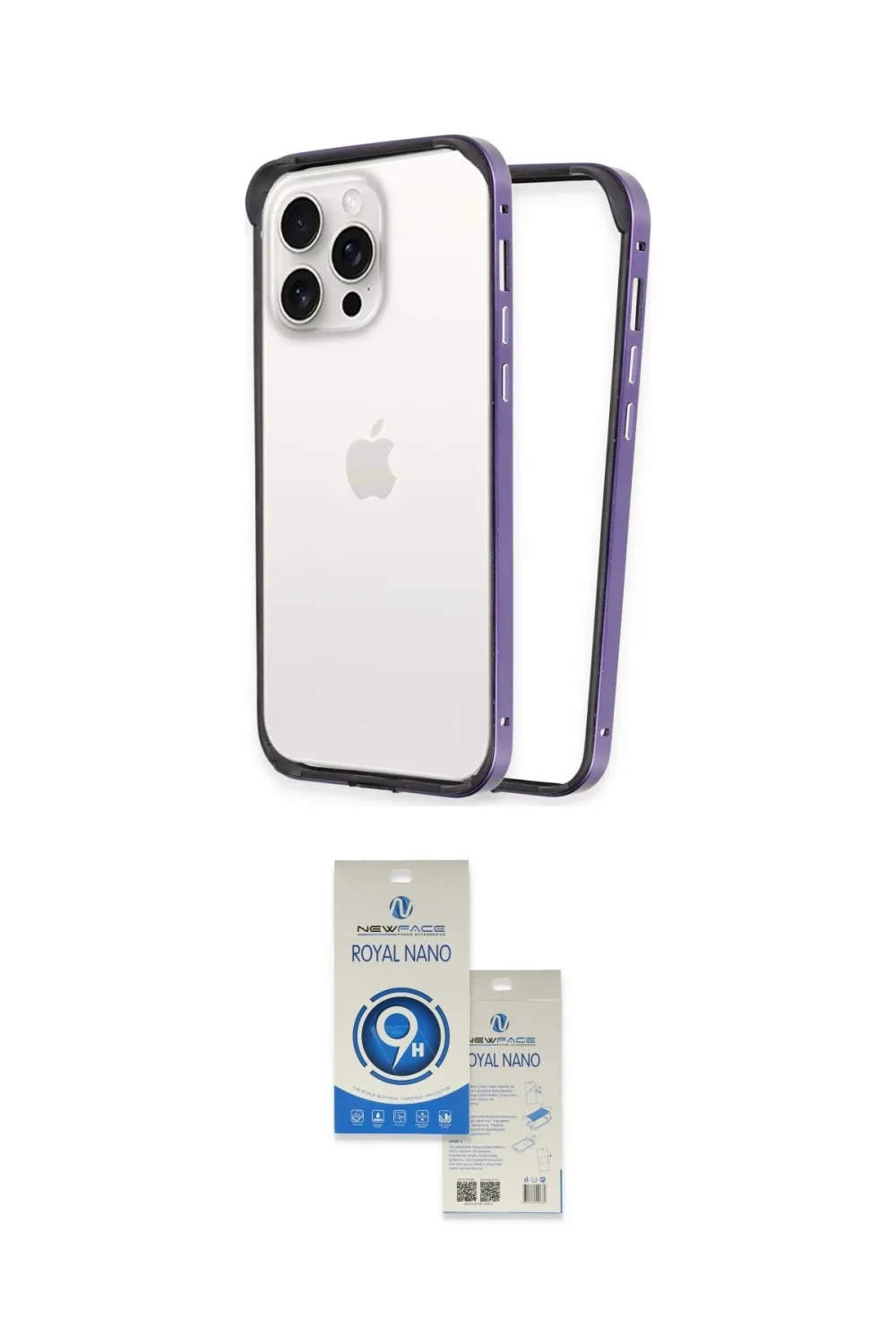 ieg™ iPhone 14 Pro Max Kılıf Pusula Asil Koleksiyonu - Şeffaf Royal Nano Ekran Koruyucu