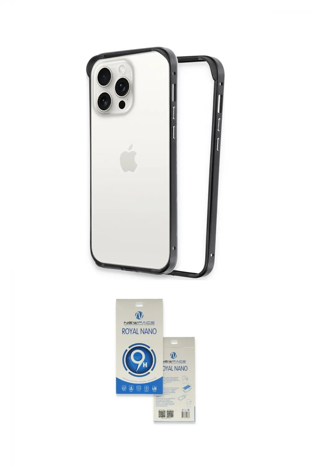 ieg™ iPhone 14 Pro Max Kılıf Pusula Asil Koleksiyonu - Şeffaf Royal Nano Ekran Koruyucu
