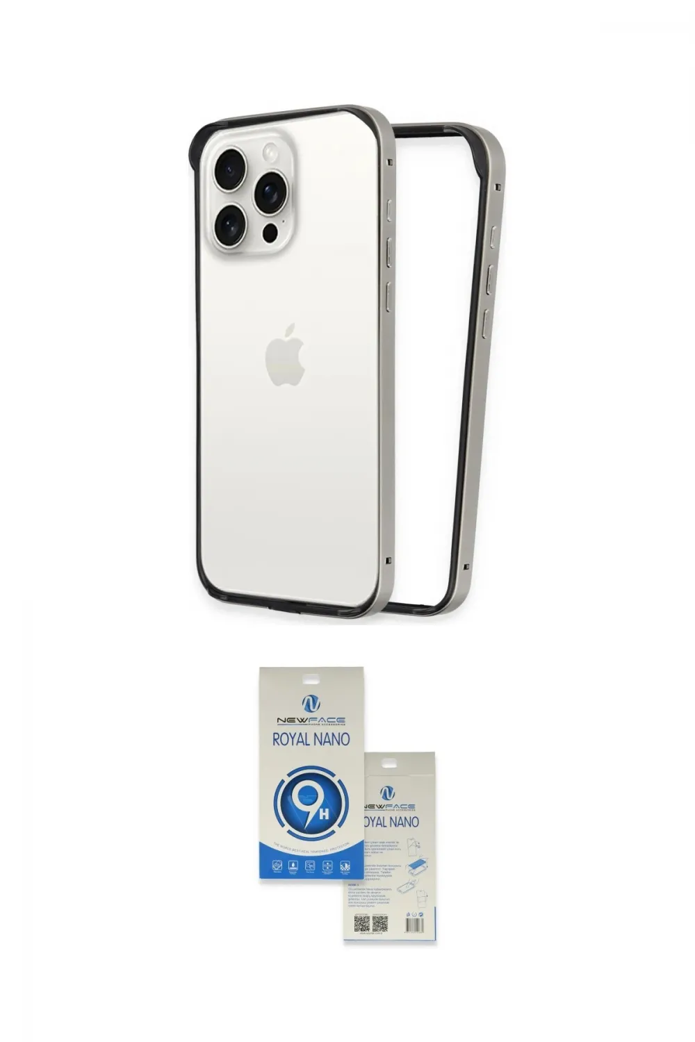 ieg™ iPhone 14 Pro Max Kılıf Pusula Asil Koleksiyonu - Şeffaf Royal Nano Ekran Koruyucu