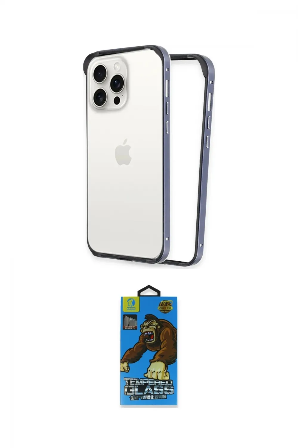 ieg™ iPhone 14 Pro Max Kılıf Pusula Asil Koleksiyonu - Siyah 18D Cam Ekran Koruyucu