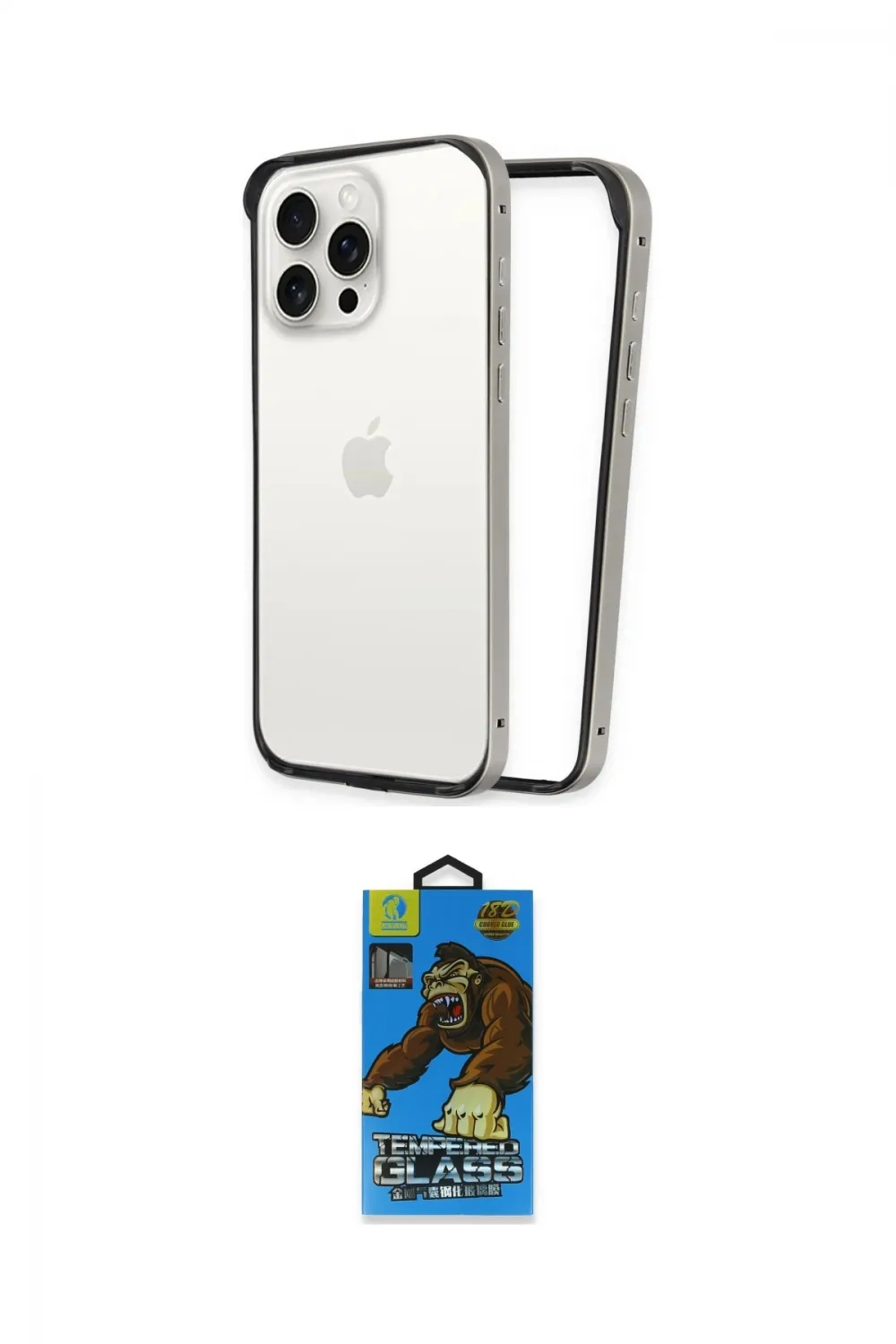 ieg™ iPhone 14 Pro Max Kılıf Pusula Asil Koleksiyonu - Siyah 18D Cam Ekran Koruyucu