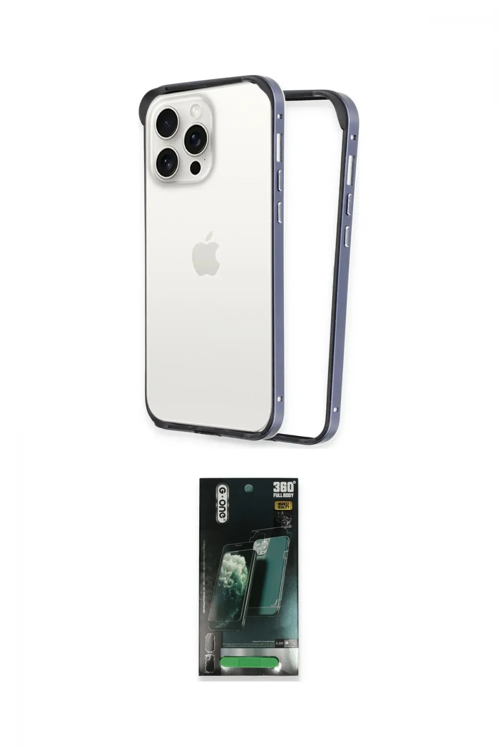 ieg™ iPhone 14 Pro Max Kılıf Pusula Asil Koleksiyonu - Siyah 360 Mat Full Body Arka Koruyucu
