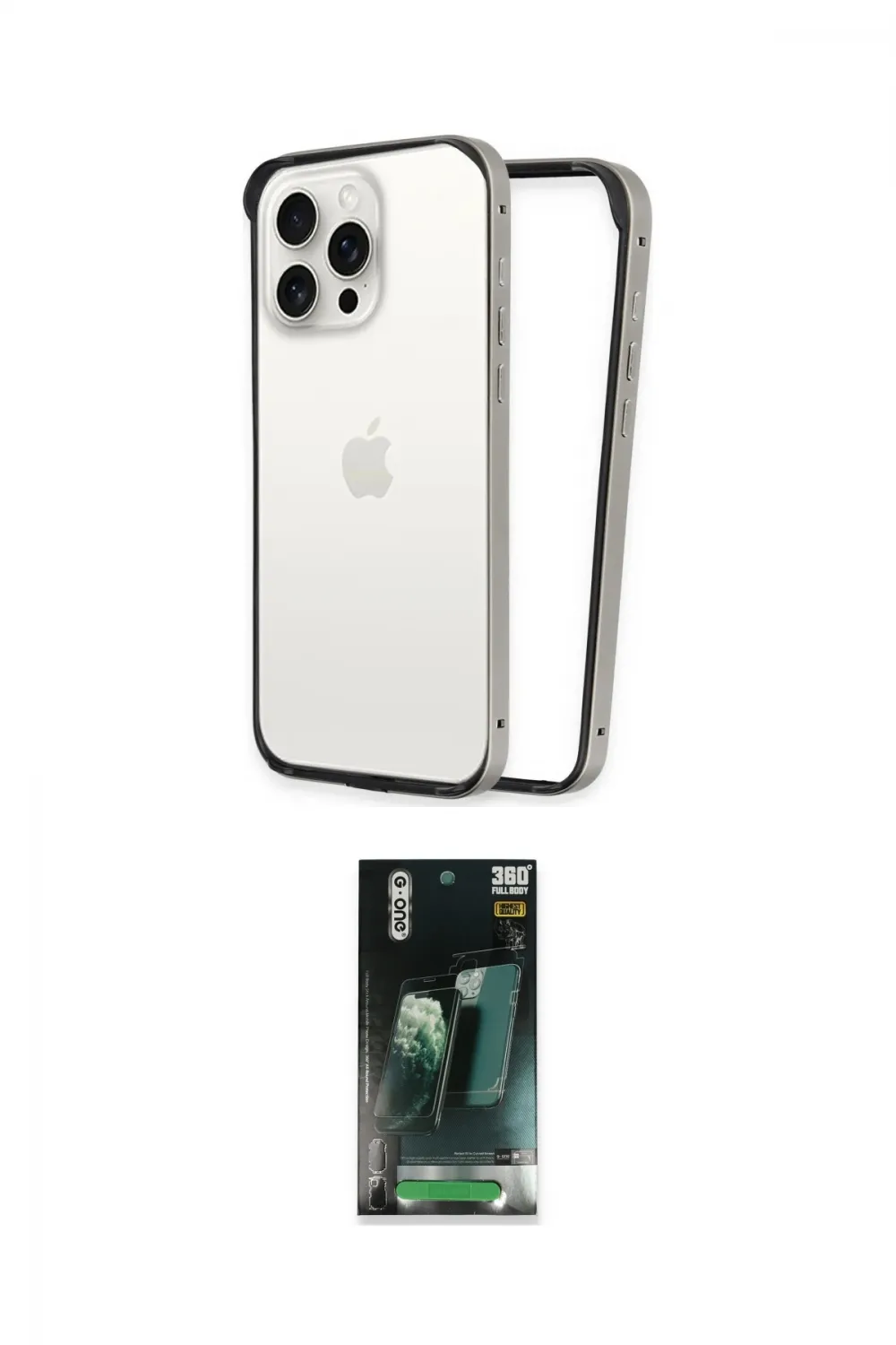 ieg™ iPhone 14 Pro Max Kılıf Pusula Asil Koleksiyonu - Siyah 360 Mat Full Body Arka Koruyucu