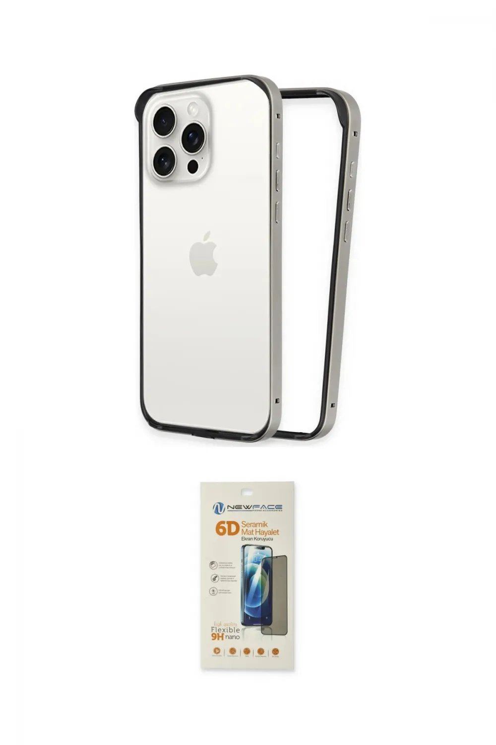 ieg™ iPhone 14 Pro Max Kılıf Pusula Asil Koleksiyonu - Siyah 6D Mat Seramik Hayalet Nano Ekran Koruyucu