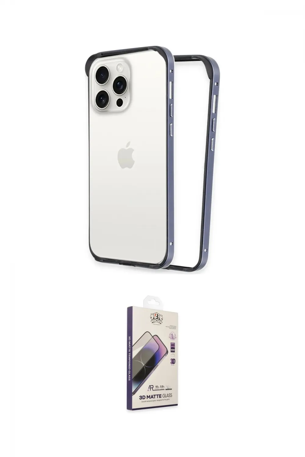 ieg™ iPhone 14 Pro Max Kılıf Pusula Asil Koleksiyonu - Siyah Bilvis 3D Mat Cam Ekran Koruyucu
