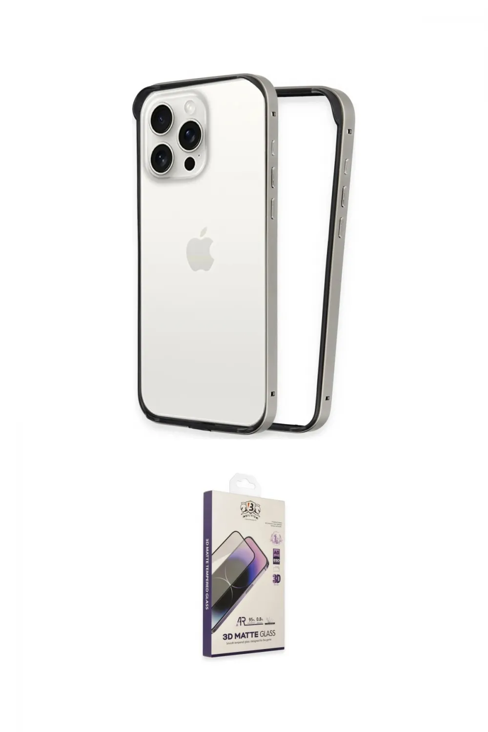 ieg™ iPhone 14 Pro Max Kılıf Pusula Asil Koleksiyonu - Siyah Bilvis 3D Mat Cam Ekran Koruyucu