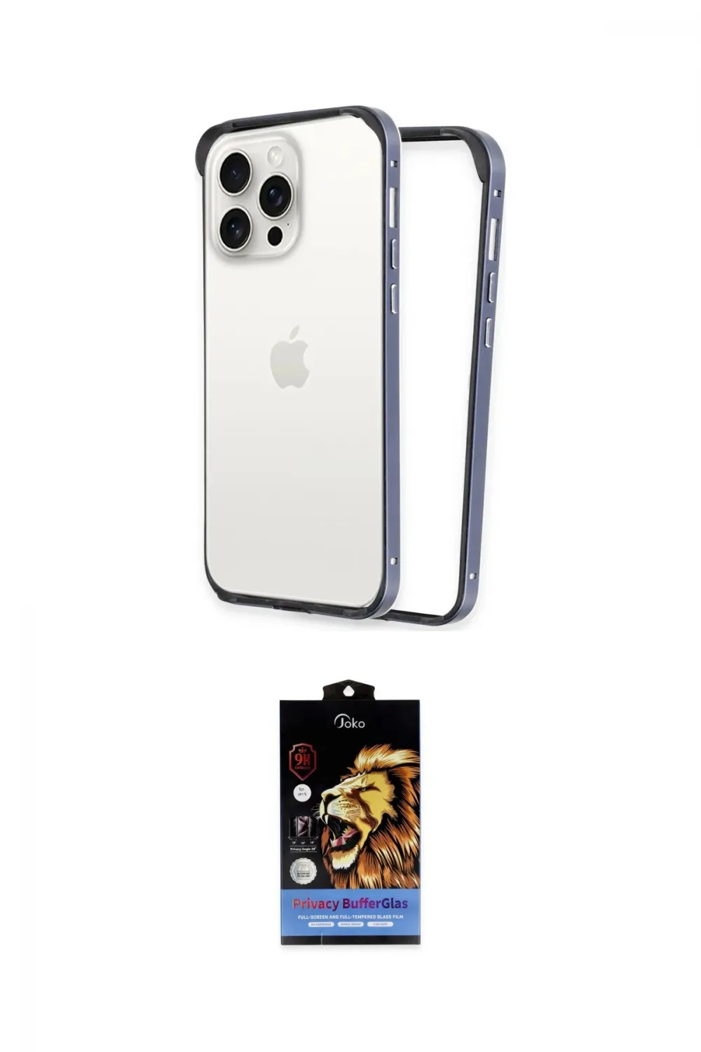 ieg™ iPhone 14 Pro Max Kılıf Pusula Asil Koleksiyonu - Siyah Buffer Hayalet Cam Ekran Koruyucu