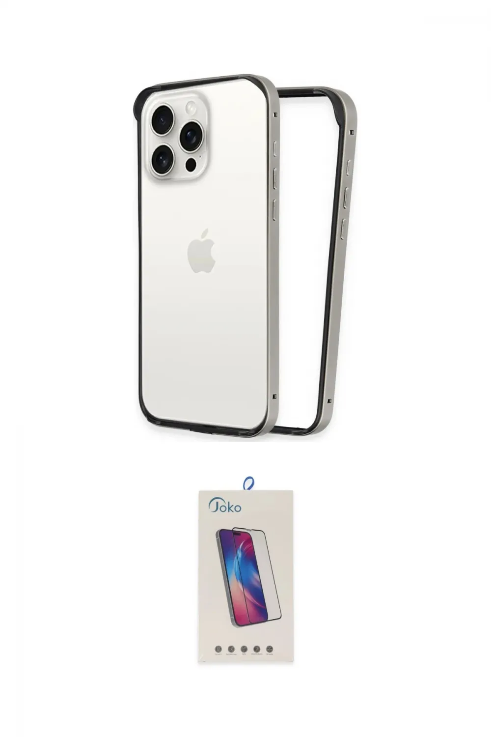 ieg™ iPhone 14 Pro Max Kılıf Pusula Asil Koleksiyonu - Siyah Joko 5D Cam