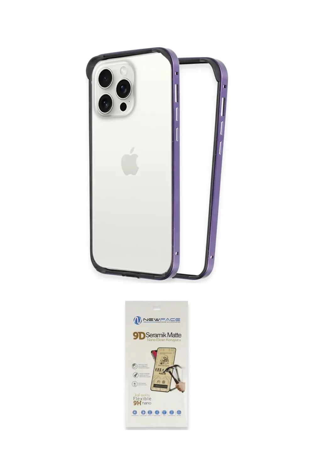 ieg™ iPhone 14 Pro Max Kılıf Pusula Asil Koleksiyonu - Siyah Mat Seramik Nano Ekran Koruyucu
