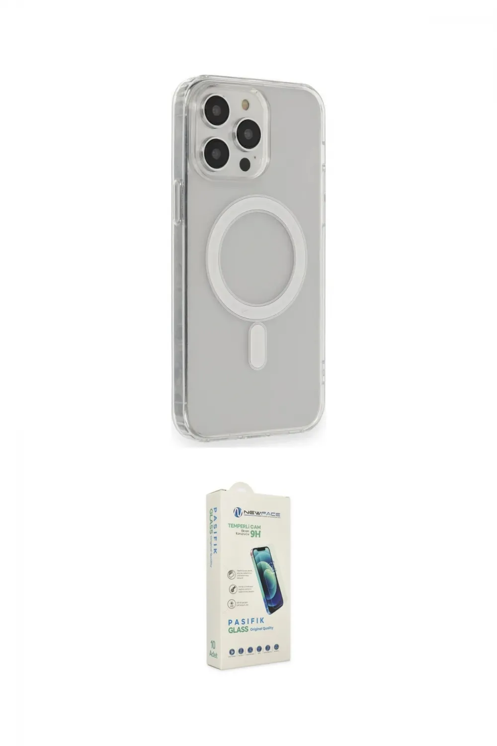 ieg™ iPhone 14 Pro Max Kılıf Pusula Çizgi Koleksiyonu - Şeffaf Pasifik Cam Ekran Koruyucu
