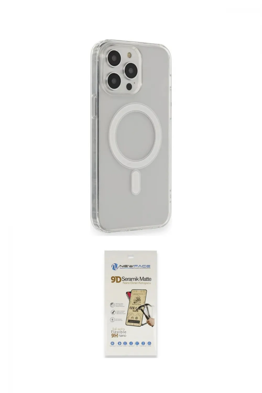 ieg™ iPhone 14 Pro Max Kılıf Pusula Çizgi Koleksiyonu - Siyah Mat Seramik Nano Ekran Koruyucu