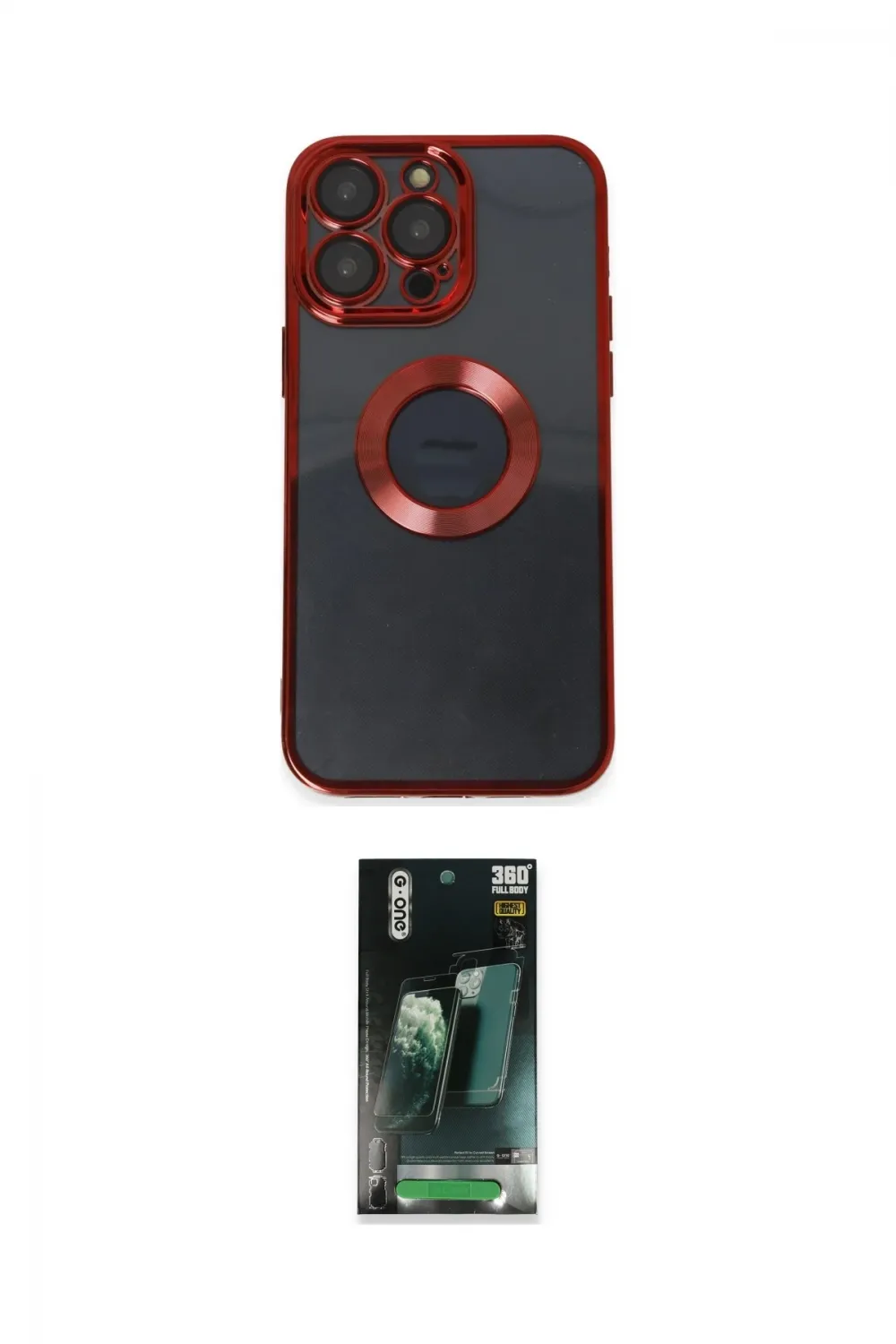 ieg™ iPhone 14 Pro Max Kılıf Pusula Form - Şeffaf 360 Full Body Arka Koruyucu