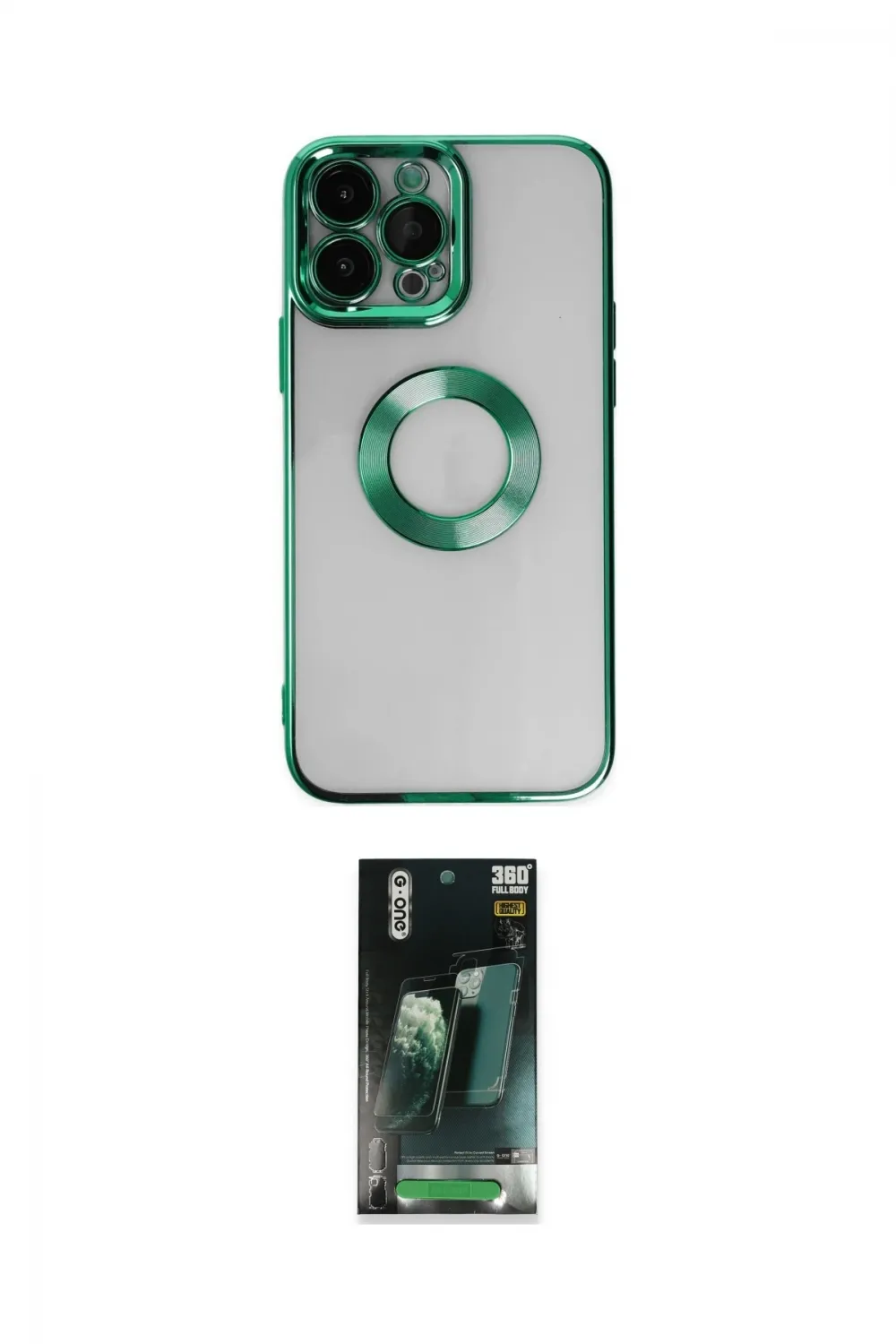 ieg™ iPhone 14 Pro Max Kılıf Pusula Form - Şeffaf 360 Full Body Arka Koruyucu