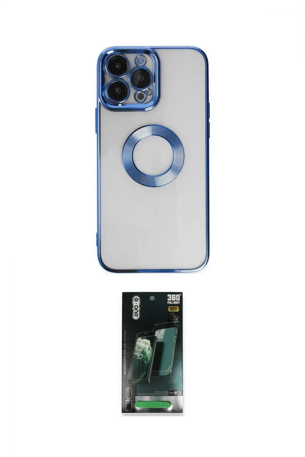 ieg™ iPhone 14 Pro Max Kılıf Pusula Form - Şeffaf 360 Full Body Arka Koruyucu