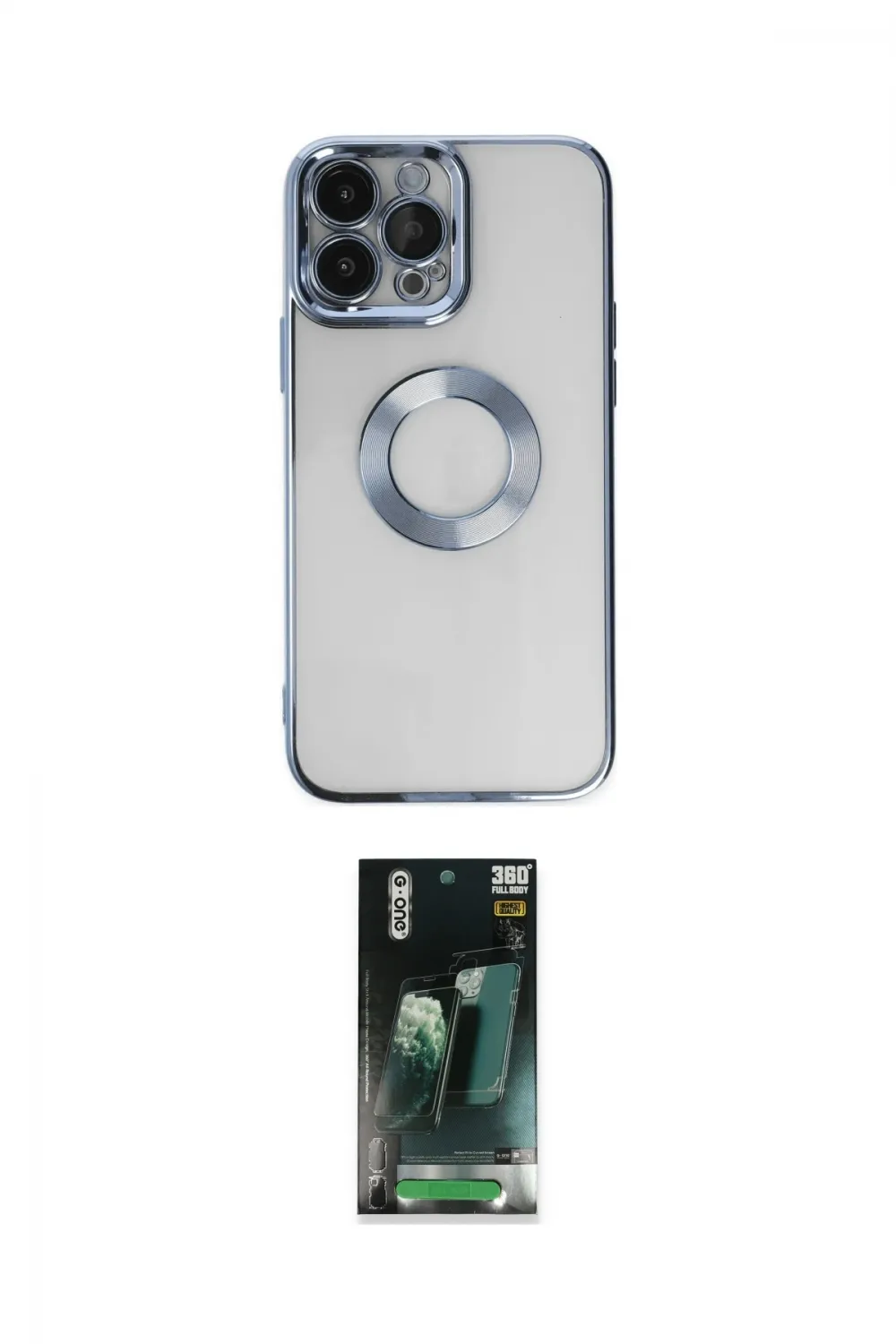 ieg™ iPhone 14 Pro Max Kılıf Pusula Form - Şeffaf 360 Full Body Arka Koruyucu