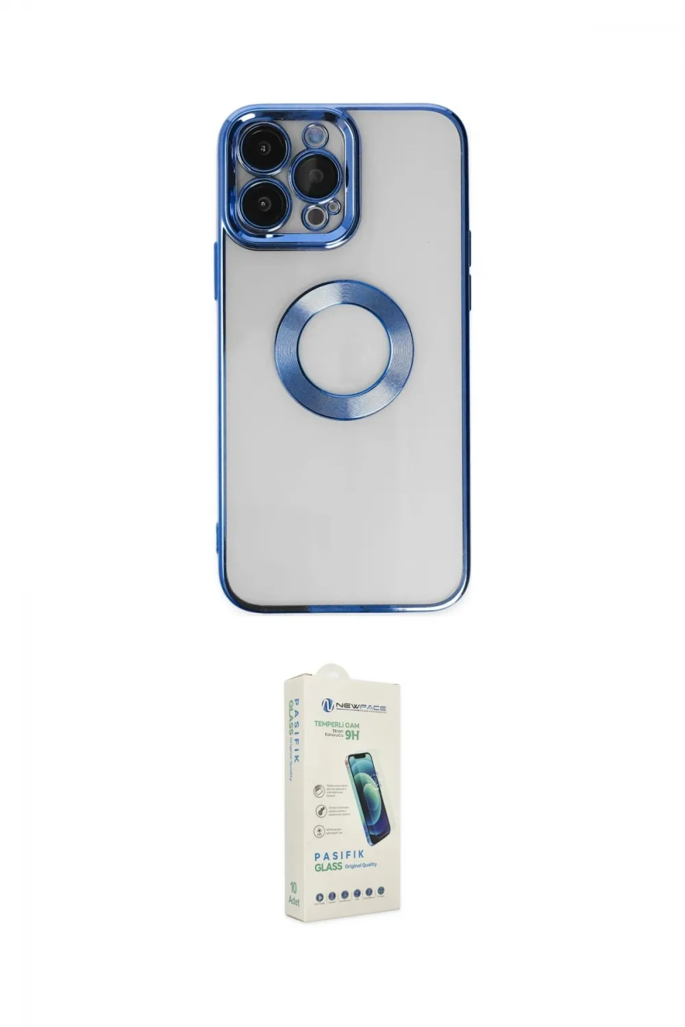 ieg™ iPhone 14 Pro Max Kılıf Pusula Form - Şeffaf Pasifik Cam Ekran Koruyucu