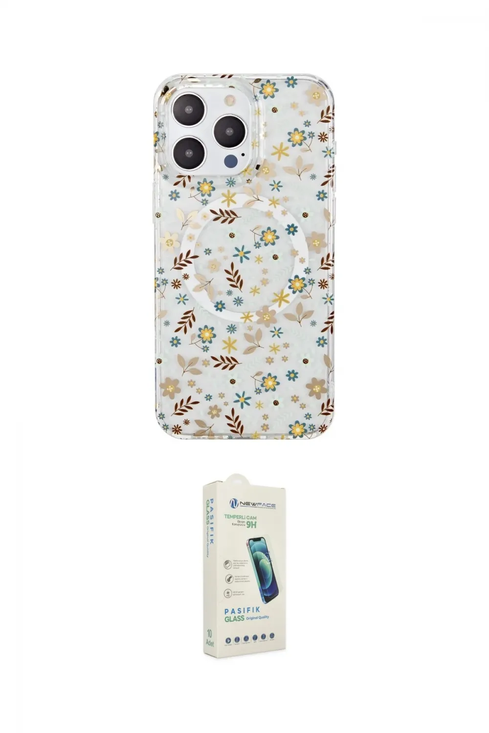 ieg™ iPhone 14 Pro Max Kılıf Pusula Form - Şeffaf Pasifik Cam Ekran Koruyucu