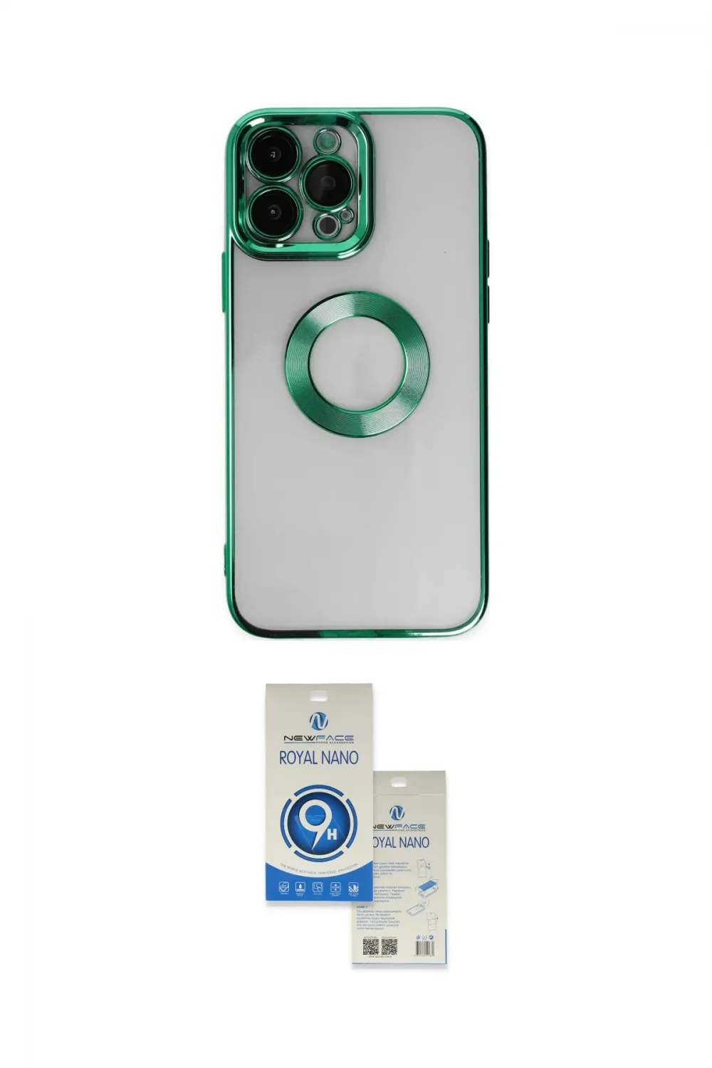 ieg™ iPhone 14 Pro Max Kılıf Pusula Form - Şeffaf Royal Nano Ekran Koruyucu