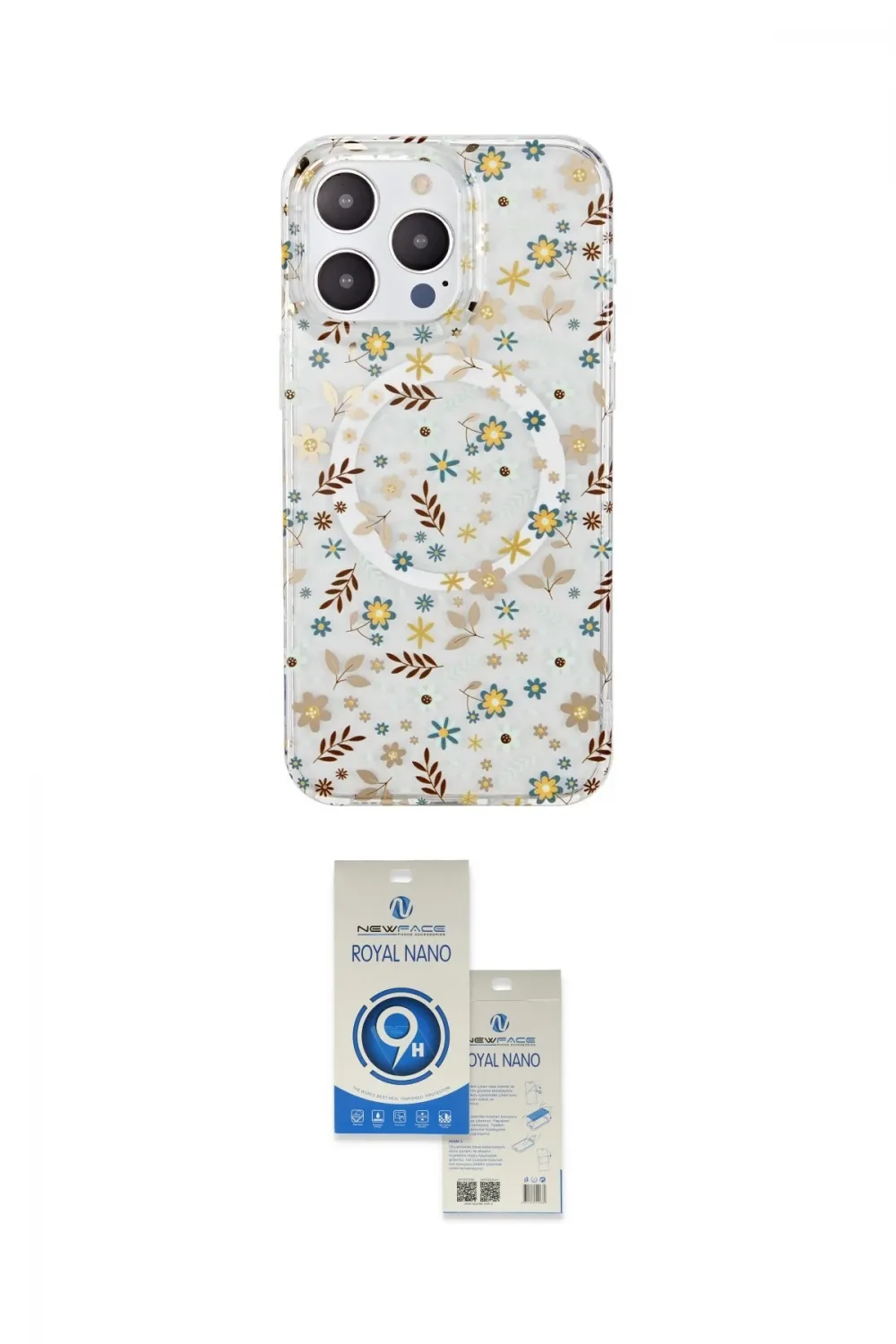ieg™ iPhone 14 Pro Max Kılıf Pusula Form - Şeffaf Royal Nano Ekran Koruyucu