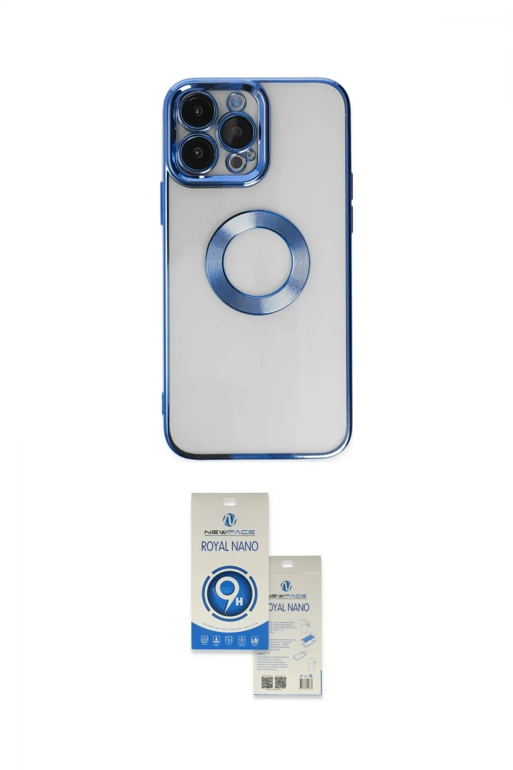 ieg™ iPhone 14 Pro Max Kılıf Pusula Form - Şeffaf Royal Nano Ekran Koruyucu