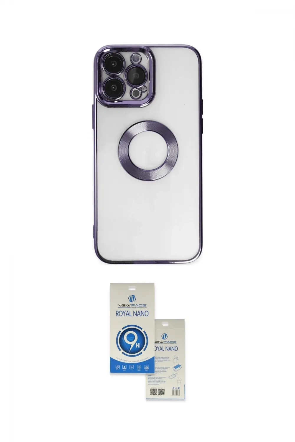 ieg™ iPhone 14 Pro Max Kılıf Pusula Form - Şeffaf Royal Nano Ekran Koruyucu