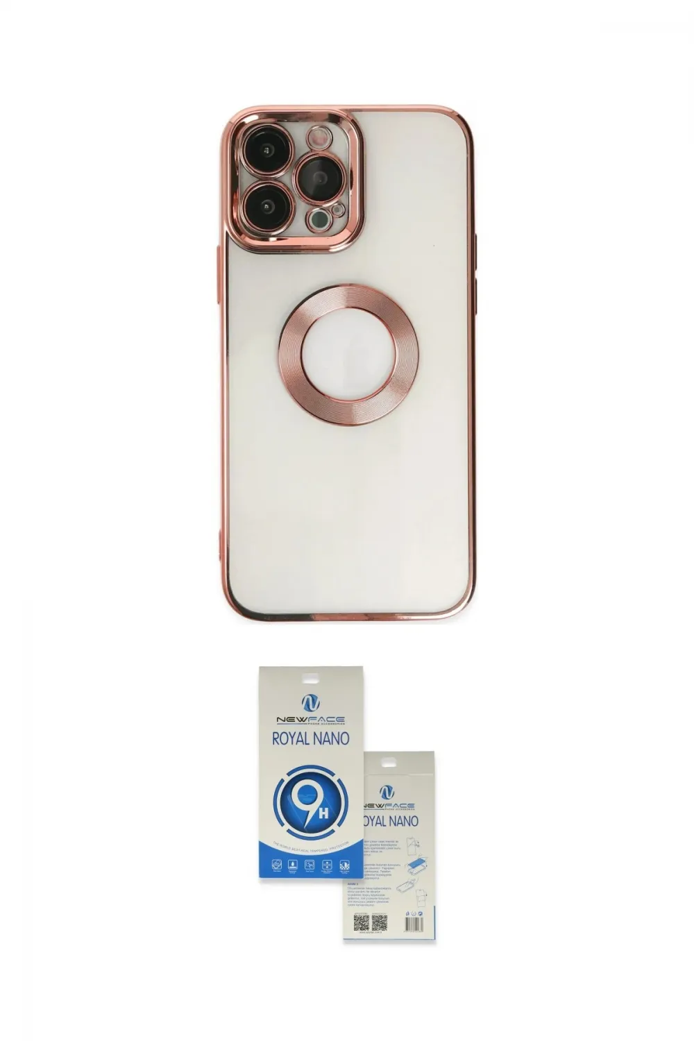 ieg™ iPhone 14 Pro Max Kılıf Pusula Form - Şeffaf Royal Nano Ekran Koruyucu