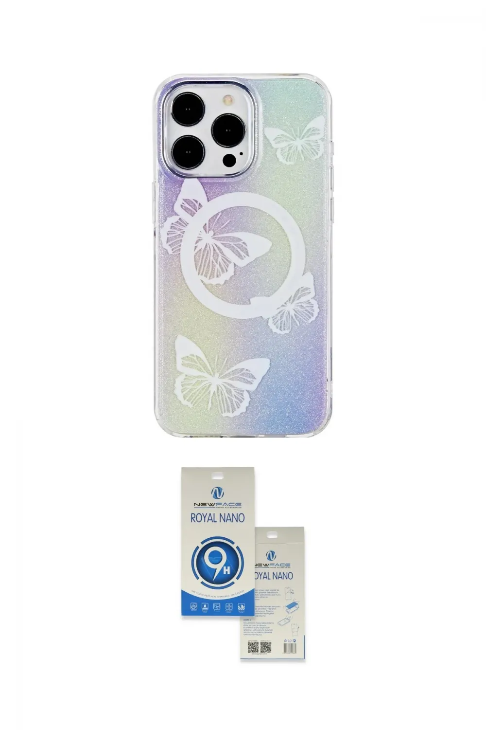ieg™ iPhone 14 Pro Max Kılıf Pusula Form - Şeffaf Royal Nano Ekran Koruyucu