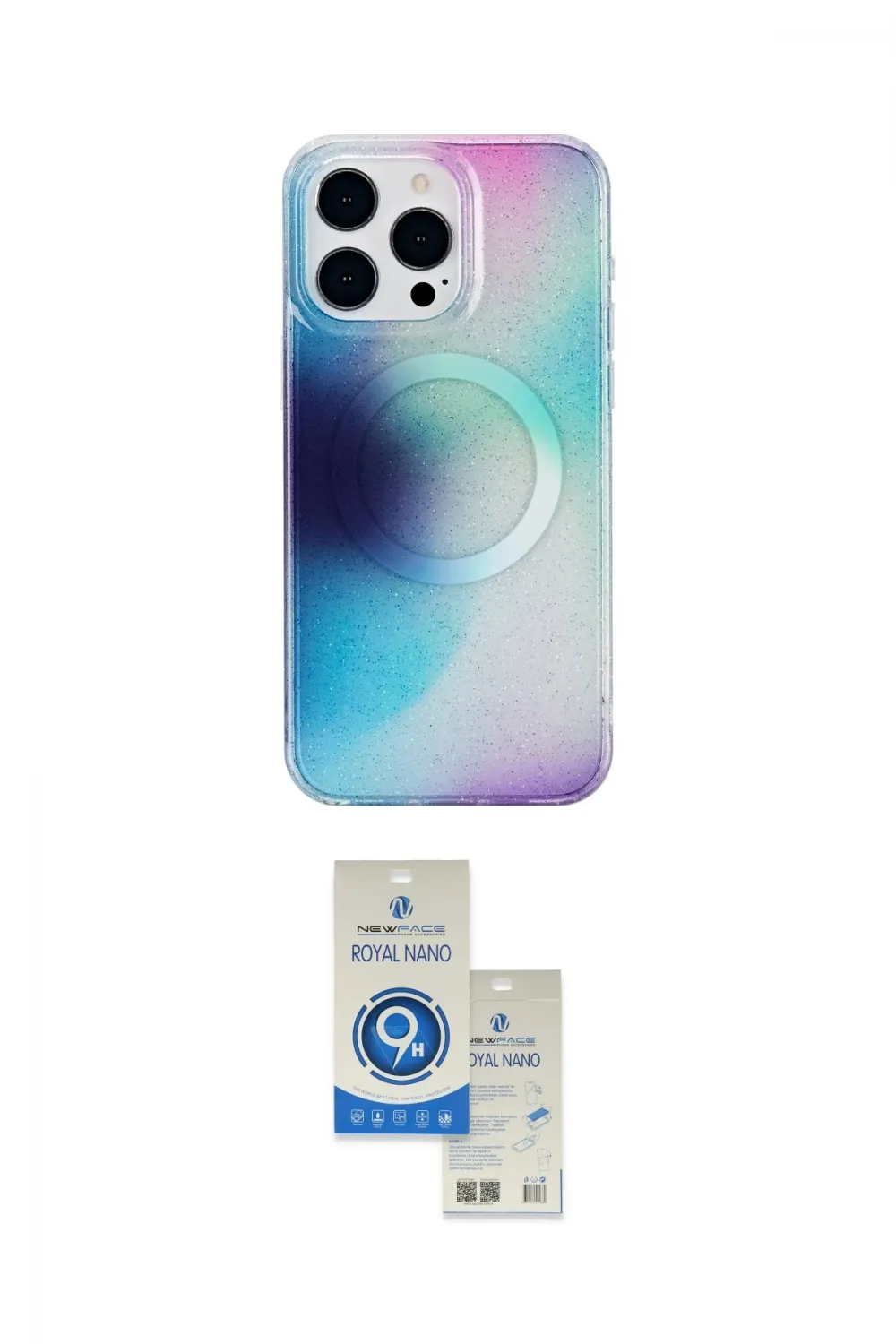 ieg™ iPhone 14 Pro Max Kılıf Pusula Form - Şeffaf Royal Nano Ekran Koruyucu