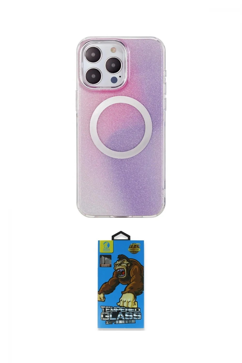 ieg™ iPhone 14 Pro Max Kılıf Pusula Form - Siyah 18D Cam Ekran Koruyucu