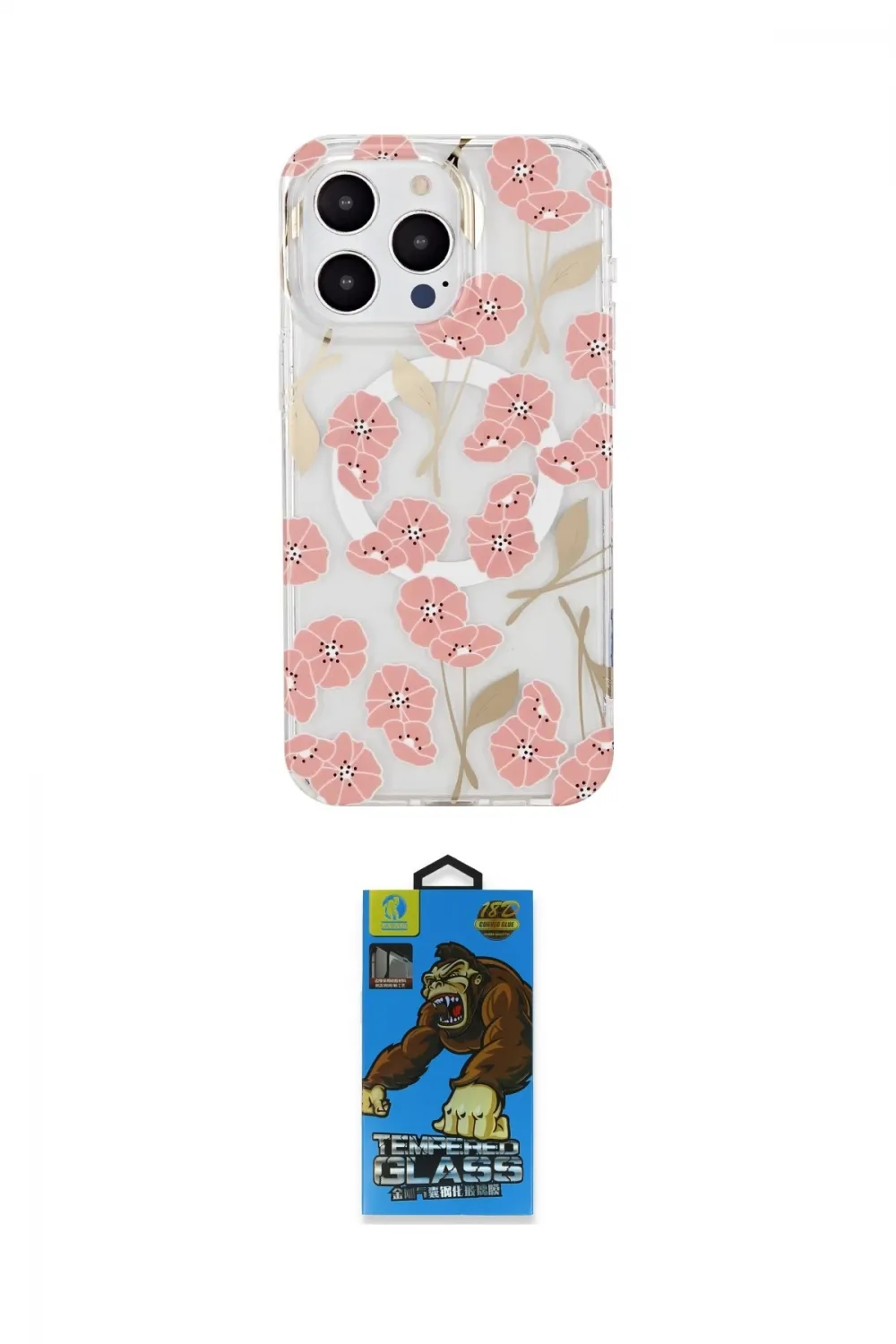 ieg™ iPhone 14 Pro Max Kılıf Pusula Form - Siyah 18D Cam Ekran Koruyucu