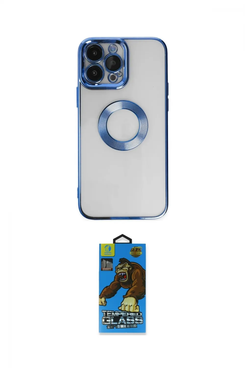 ieg™ iPhone 14 Pro Max Kılıf Pusula Form - Siyah 18D Cam Ekran Koruyucu