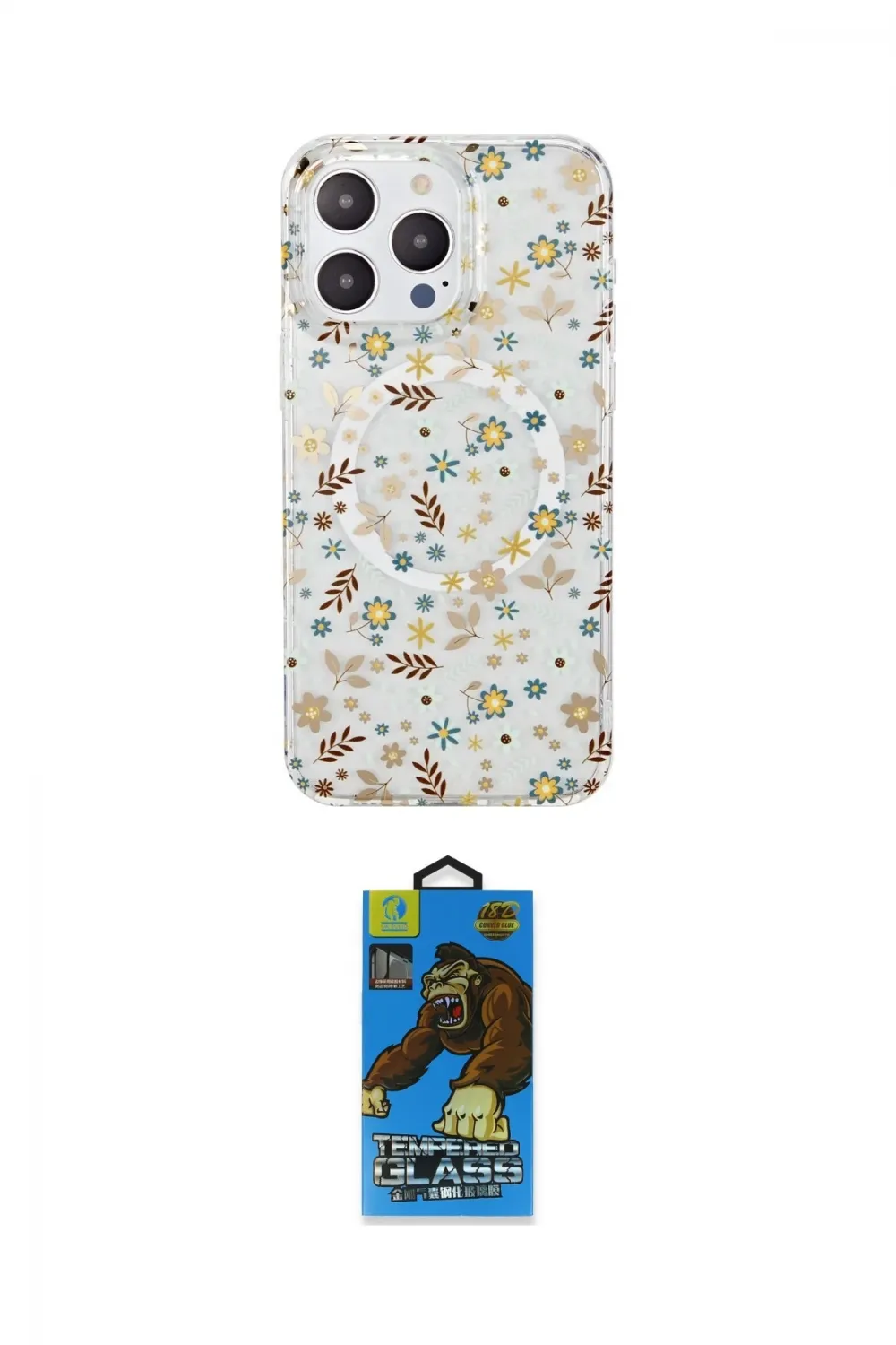 ieg™ iPhone 14 Pro Max Kılıf Pusula Form - Siyah 18D Cam Ekran Koruyucu