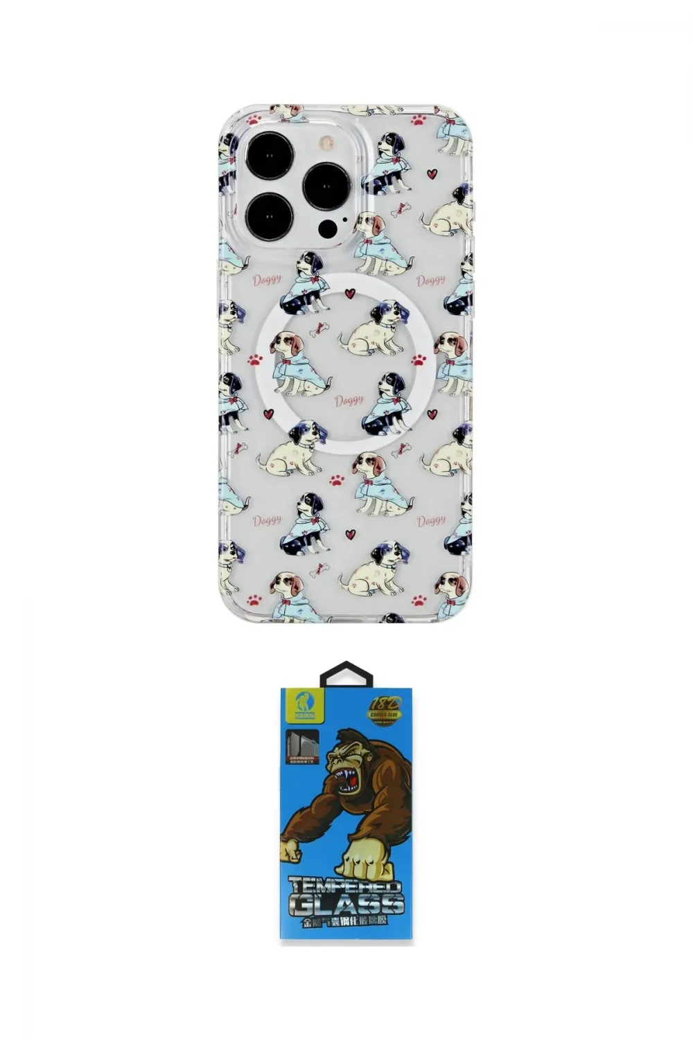 ieg™ iPhone 14 Pro Max Kılıf Pusula Form - Siyah 18D Cam Ekran Koruyucu
