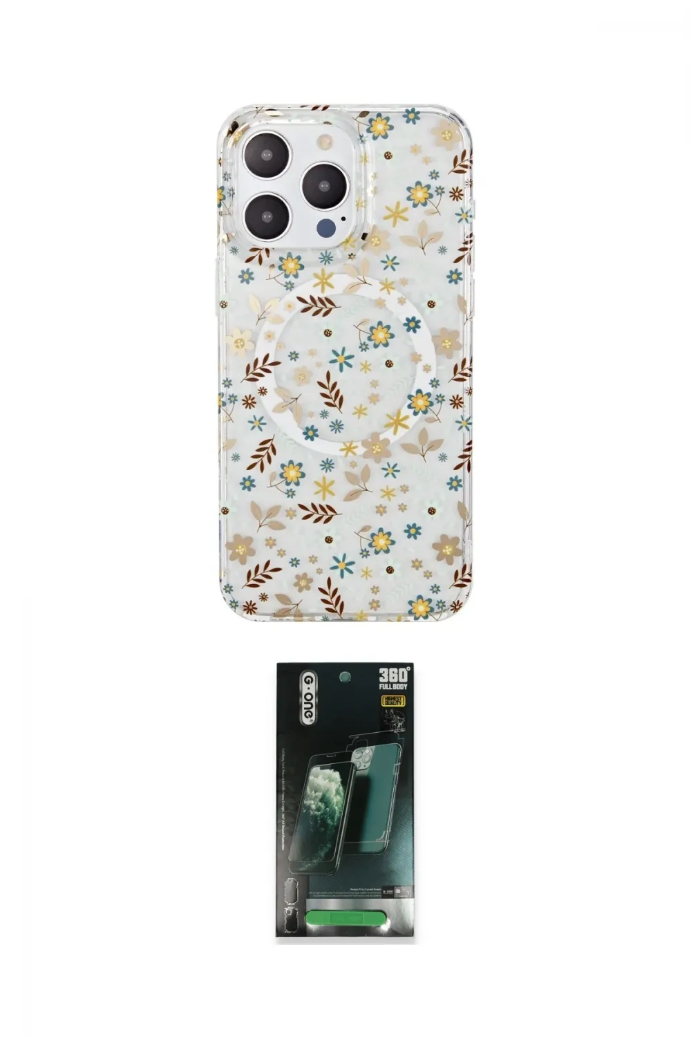 ieg™ iPhone 14 Pro Max Kılıf Pusula Form - Siyah 360 Mat Full Body Arka Koruyucu