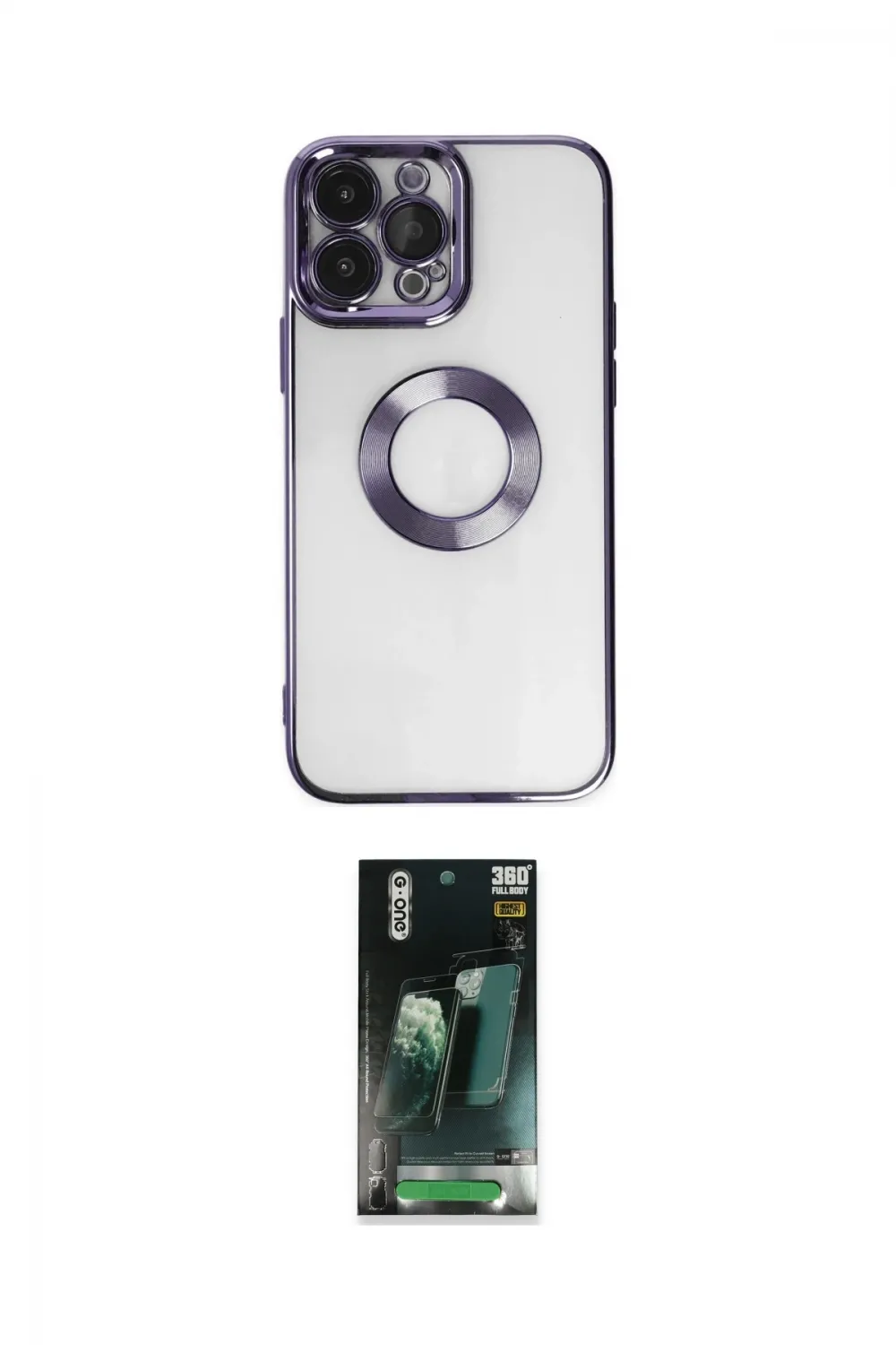 ieg™ iPhone 14 Pro Max Kılıf Pusula Form - Siyah 360 Mat Full Body Arka Koruyucu