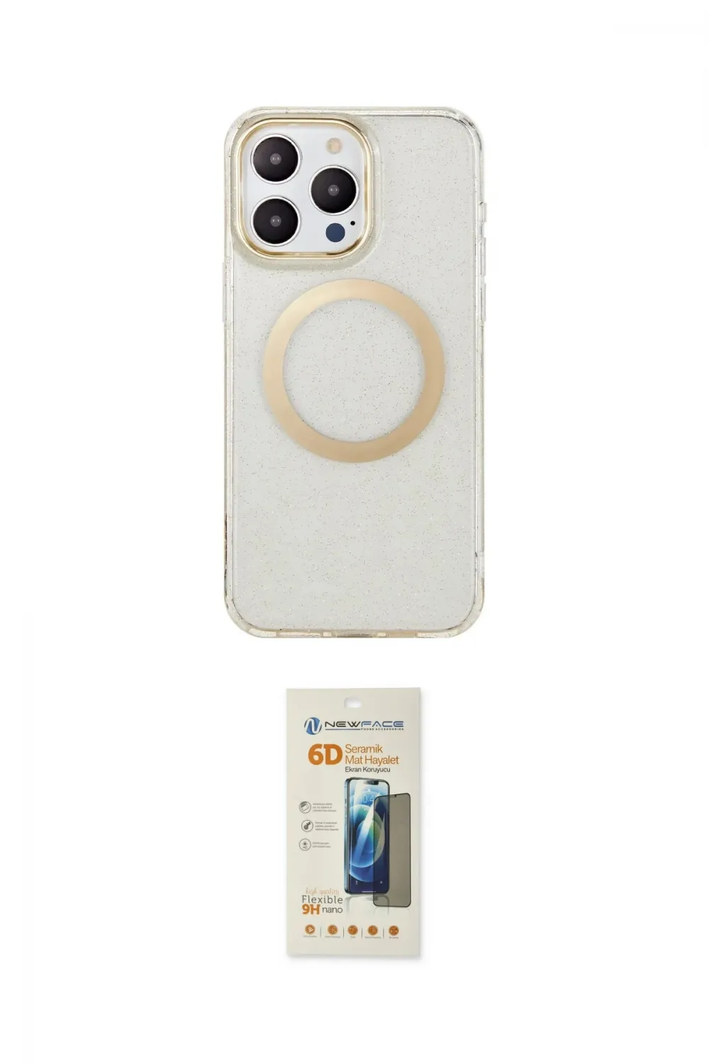 ieg™ iPhone 14 Pro Max Kılıf Pusula Form - Siyah 6D Mat Seramik Hayalet Nano Ekran Koruyucu