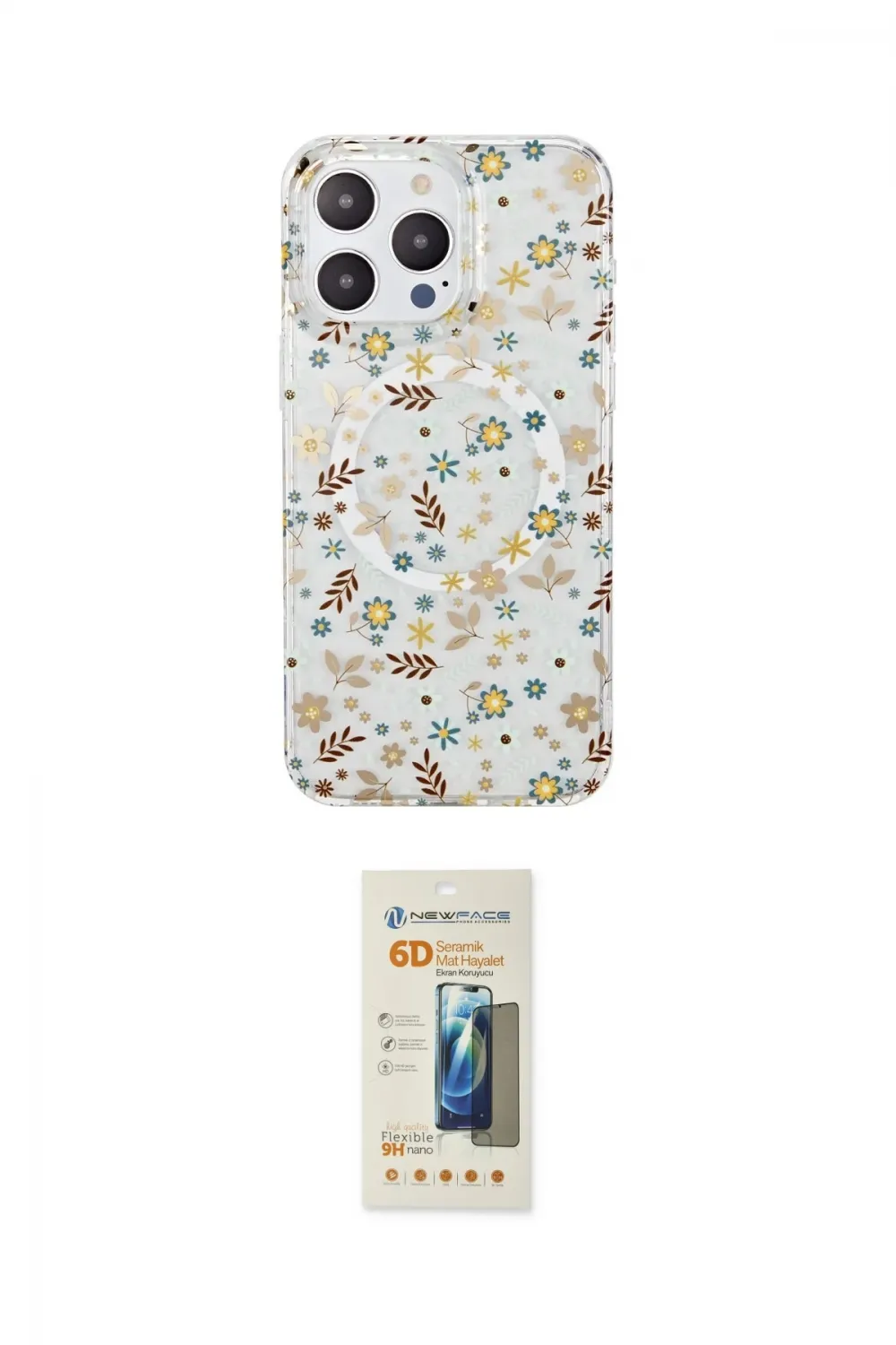 ieg™ iPhone 14 Pro Max Kılıf Pusula Form - Siyah 6D Mat Seramik Hayalet Nano Ekran Koruyucu