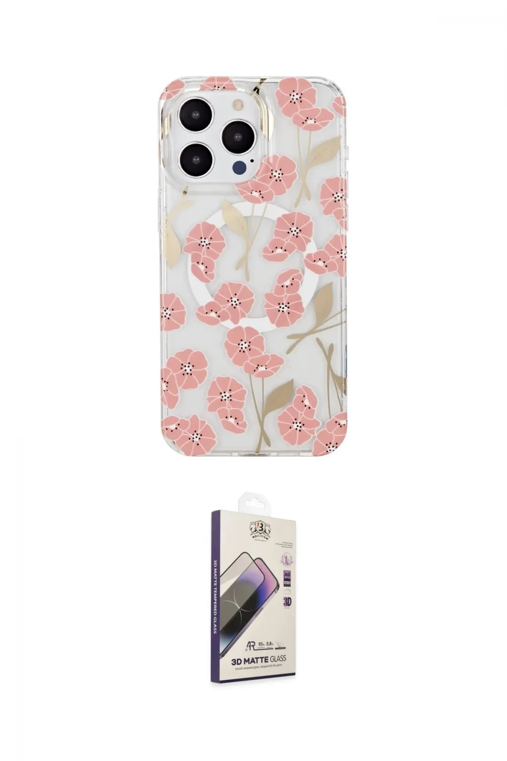 ieg™ iPhone 14 Pro Max Kılıf Pusula Form - Siyah Bilvis 3D Mat Cam Ekran Koruyucu