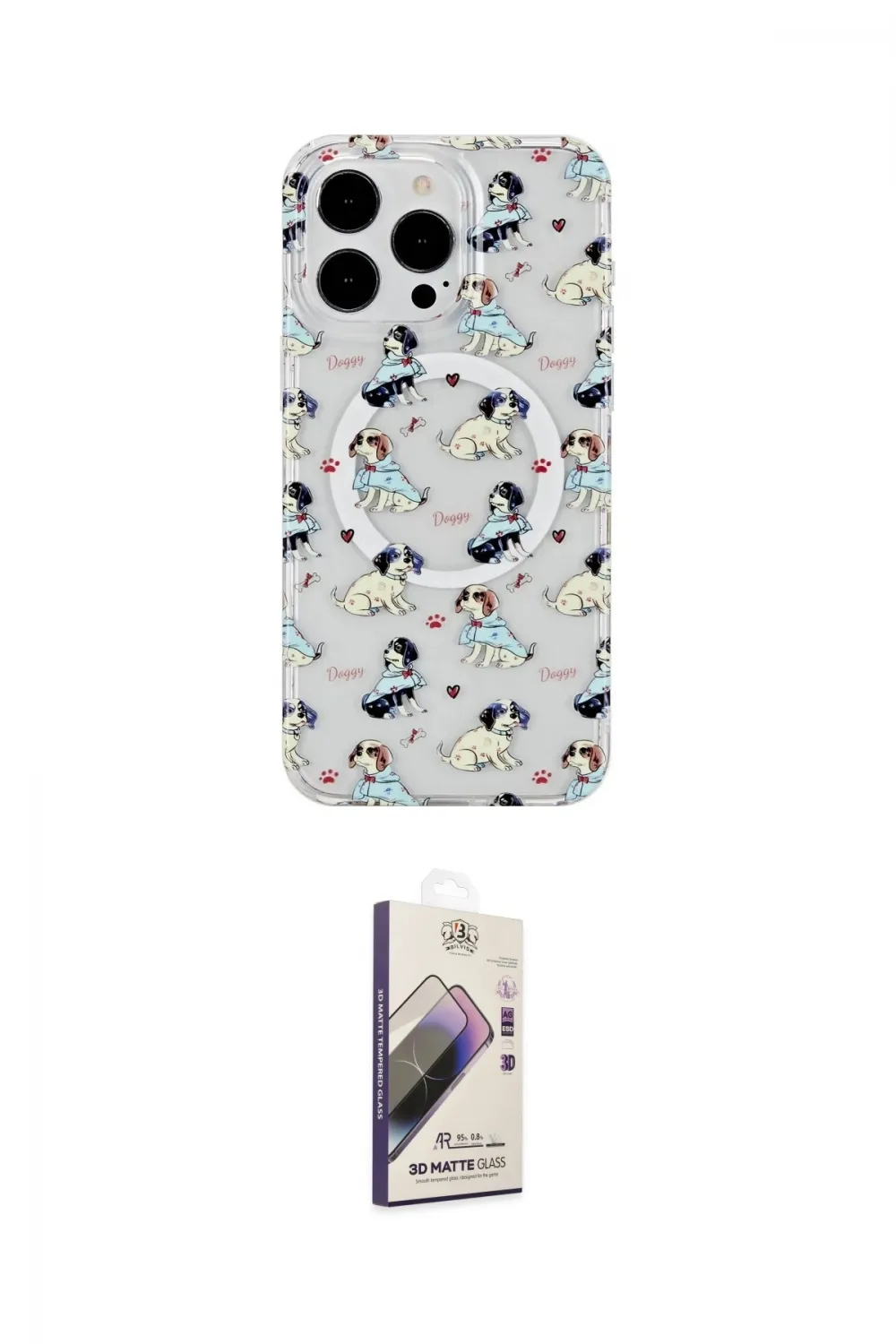 ieg™ iPhone 14 Pro Max Kılıf Pusula Form - Siyah Bilvis 3D Mat Cam Ekran Koruyucu