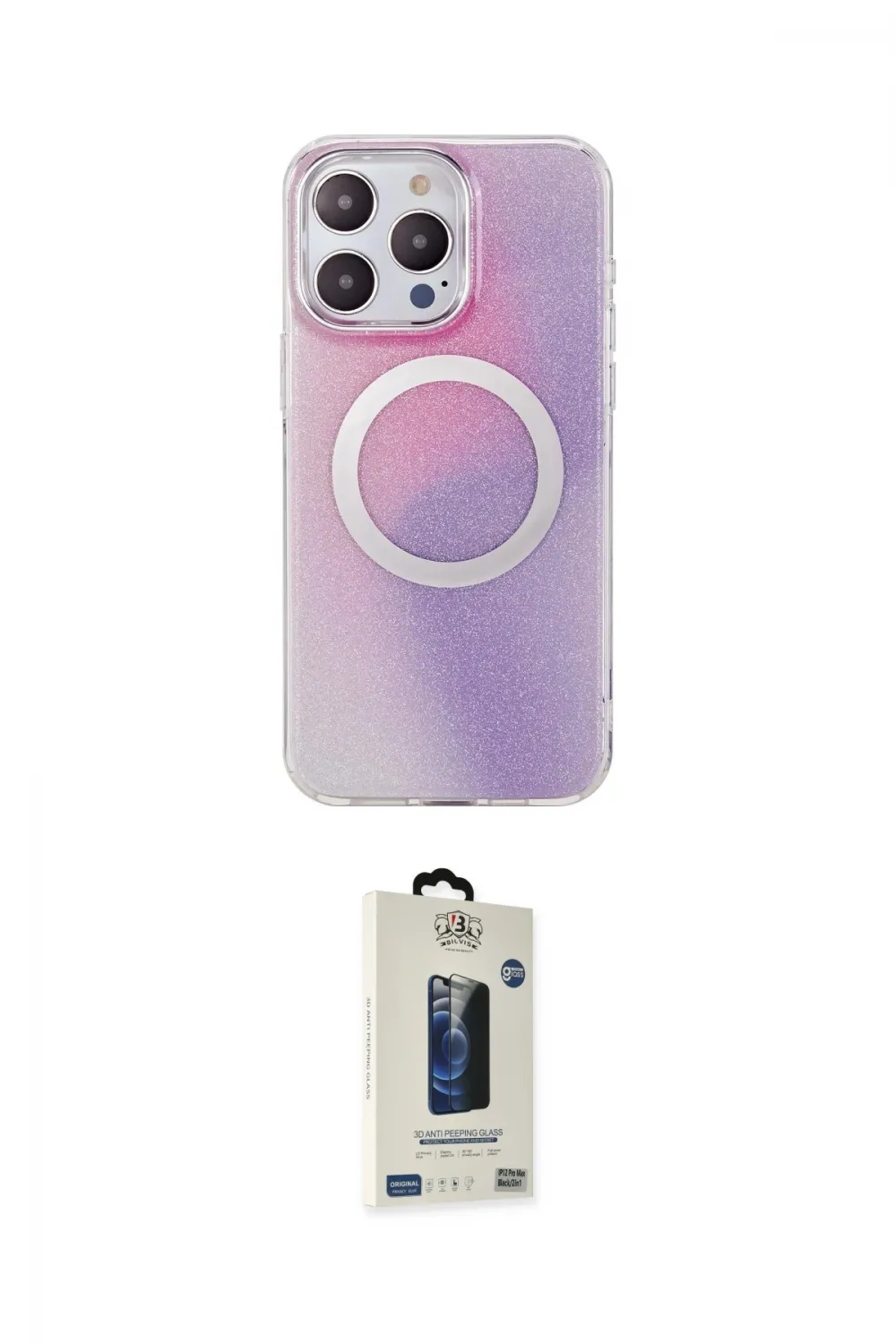 ieg™ iPhone 14 Pro Max Kılıf Pusula Form - Siyah Bilvis Hayalet Cam Ekran Koruyucu