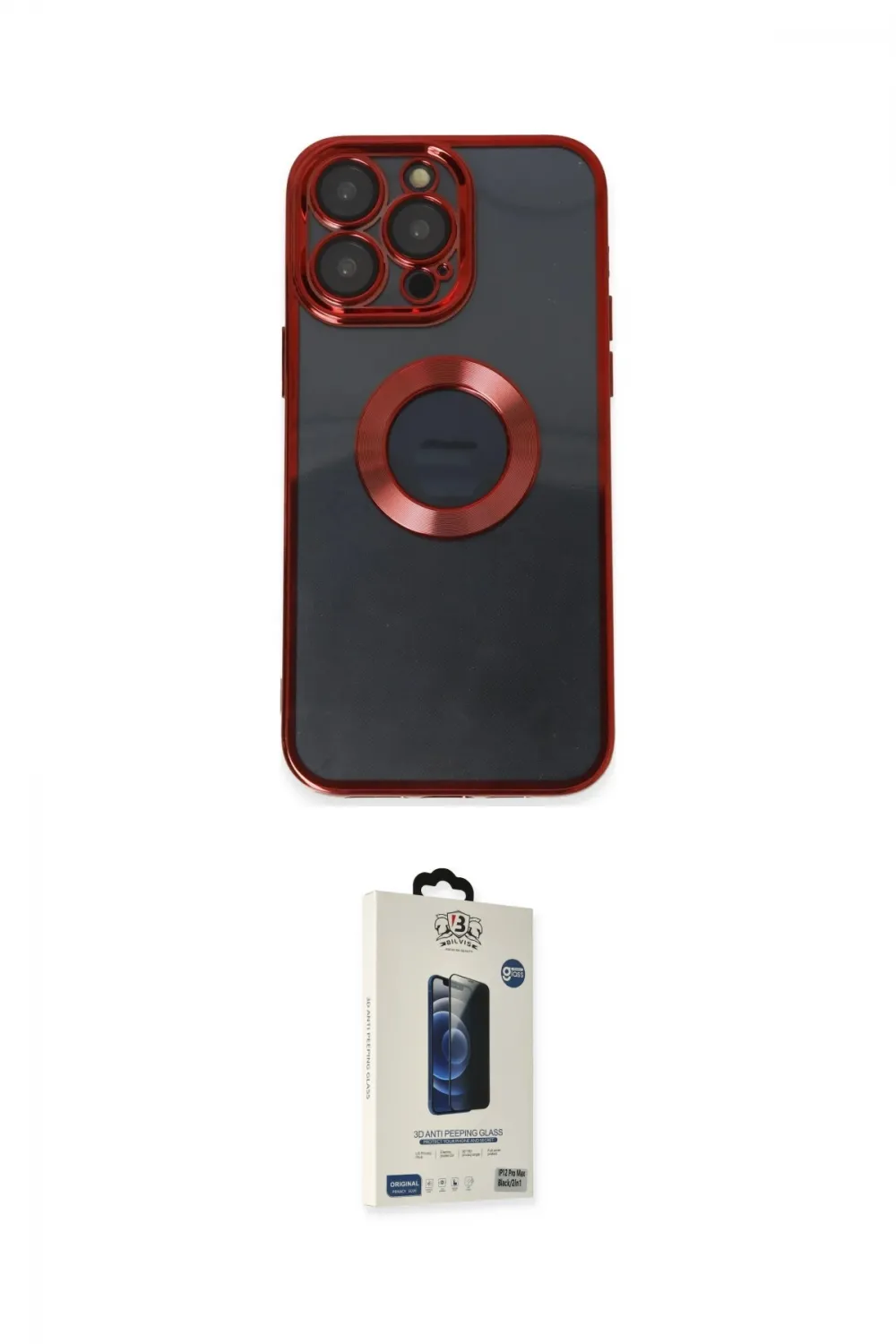 ieg™ iPhone 14 Pro Max Kılıf Pusula Form - Siyah Bilvis Hayalet Cam Ekran Koruyucu