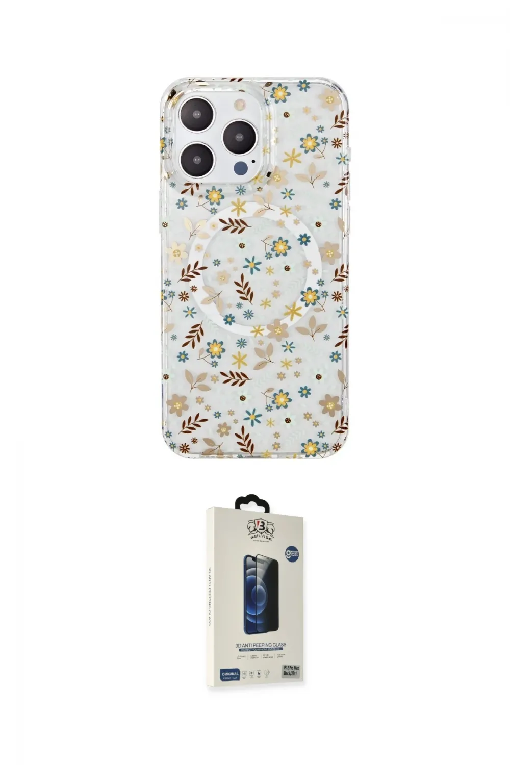ieg™ iPhone 14 Pro Max Kılıf Pusula Form - Siyah Bilvis Hayalet Cam Ekran Koruyucu