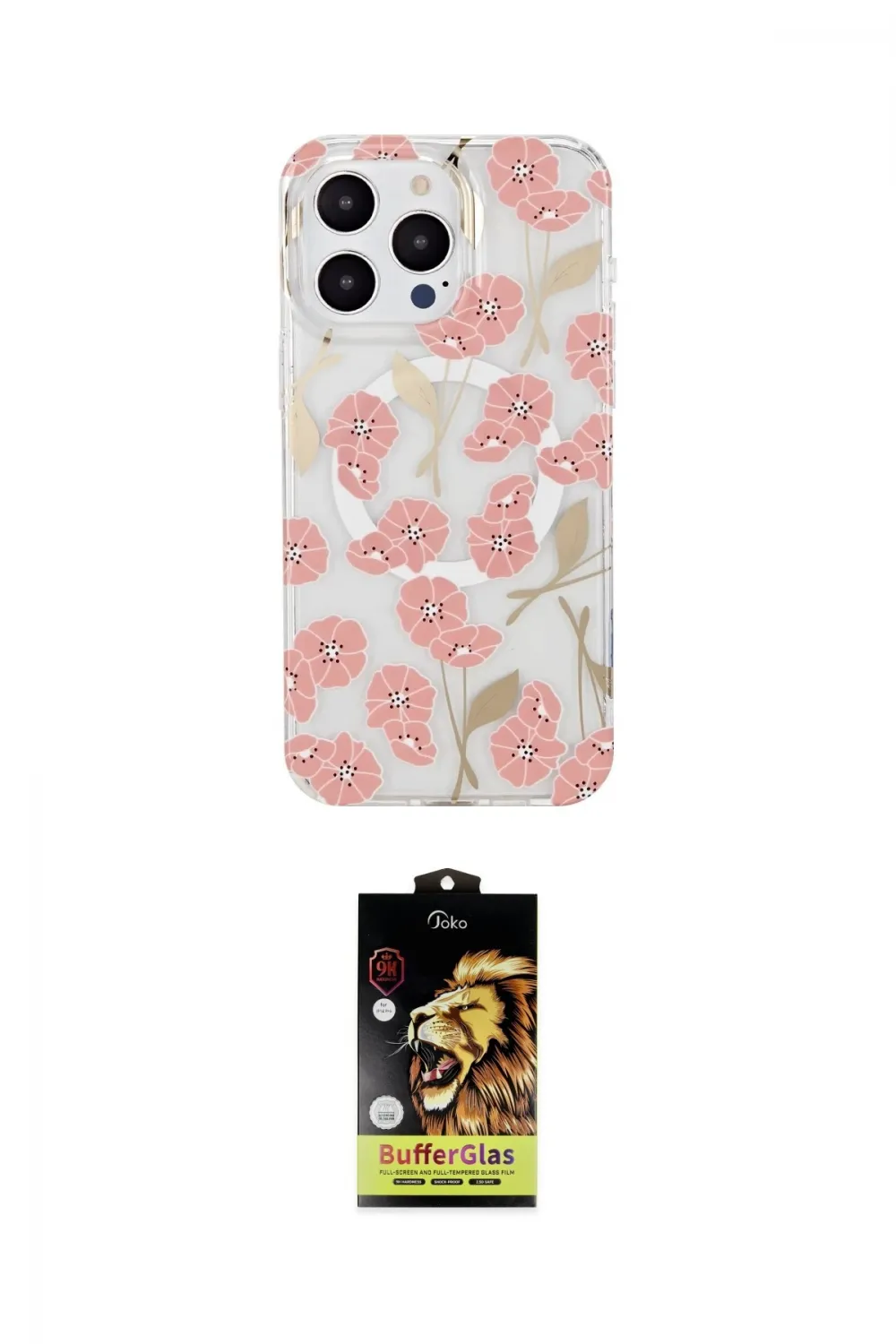 ieg™ iPhone 14 Pro Max Kılıf Pusula Form - Siyah Buffer Cam Ekran Koruyucu