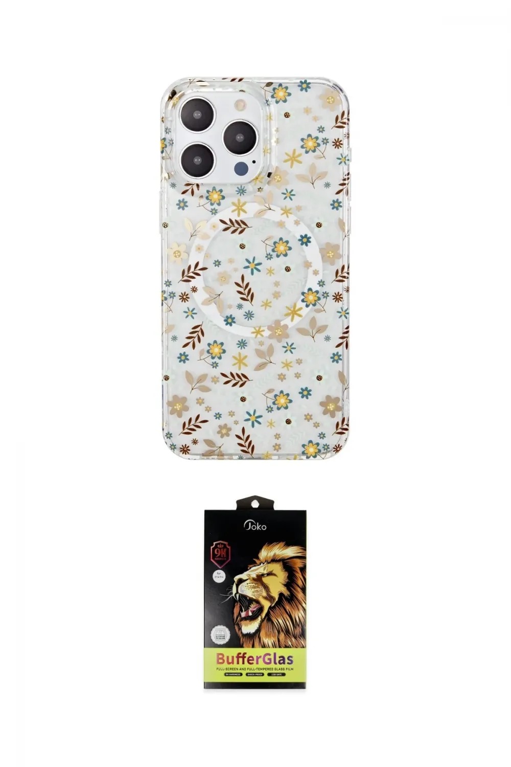 ieg™ iPhone 14 Pro Max Kılıf Pusula Form - Siyah Buffer Cam Ekran Koruyucu