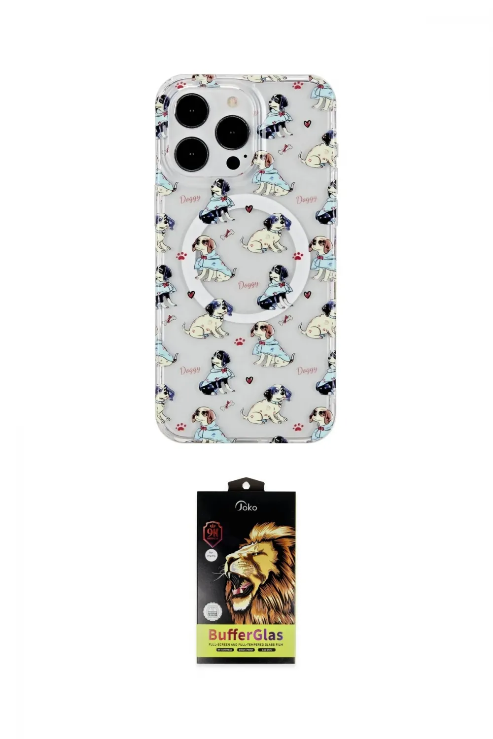 ieg™ iPhone 14 Pro Max Kılıf Pusula Form - Siyah Buffer Cam Ekran Koruyucu