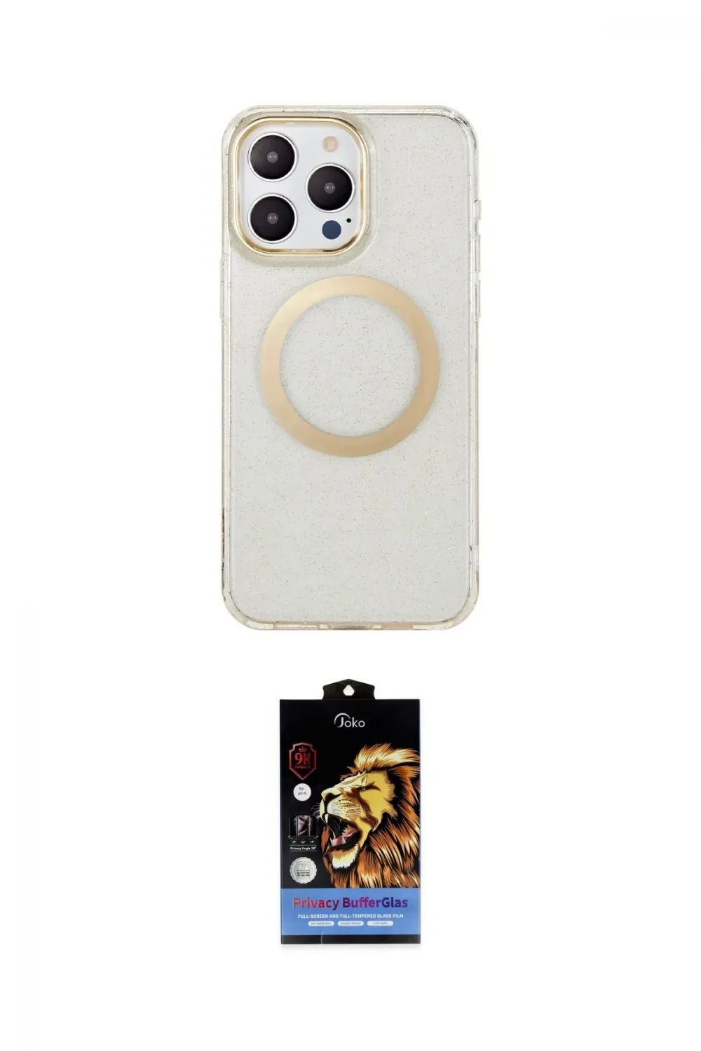 ieg™ iPhone 14 Pro Max Kılıf Pusula Form - Siyah Buffer Hayalet Cam Ekran Koruyucu