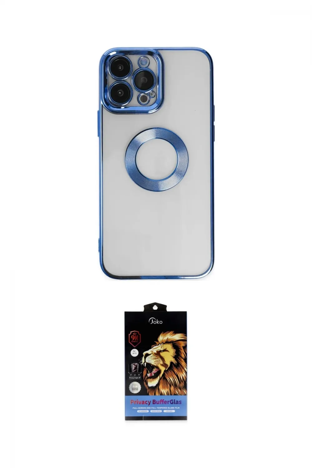 ieg™ iPhone 14 Pro Max Kılıf Pusula Form - Siyah Buffer Hayalet Cam Ekran Koruyucu